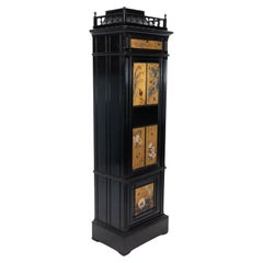 A rare Aesthetic Movement ebonized polychrome painted humidor with floral decor
