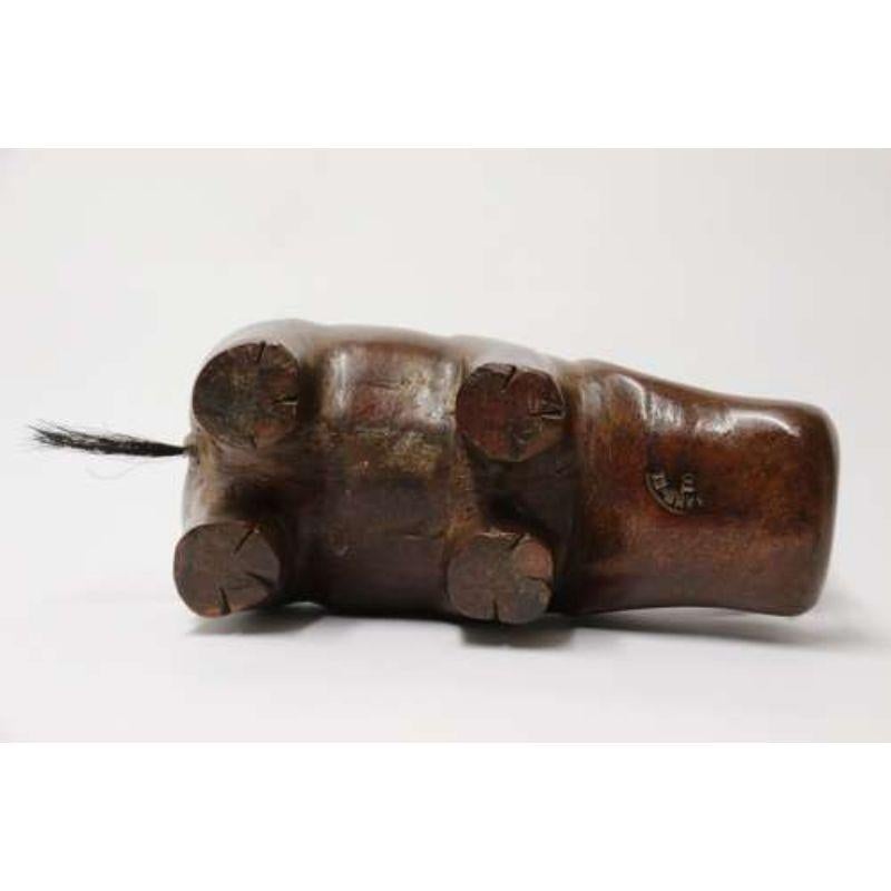 Rare African Carved Hardwood and Bone Study of a Hippopotamus, circa 1920 For Sale 1