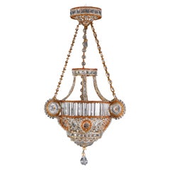 A Rare Amber ad Clear Glass Beaded Hanging Lantern