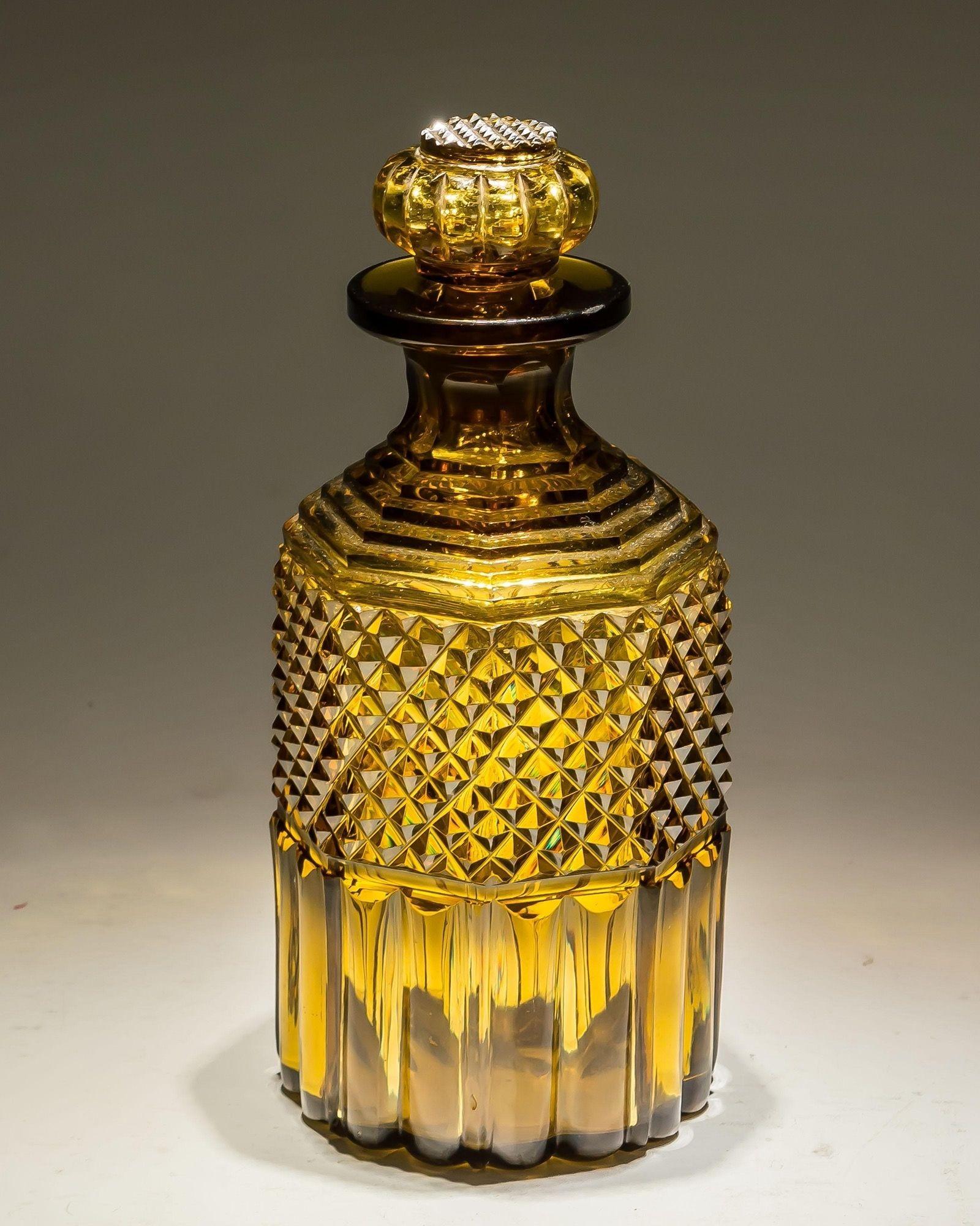 19th Century Rare Amber Cute Glass Decanter