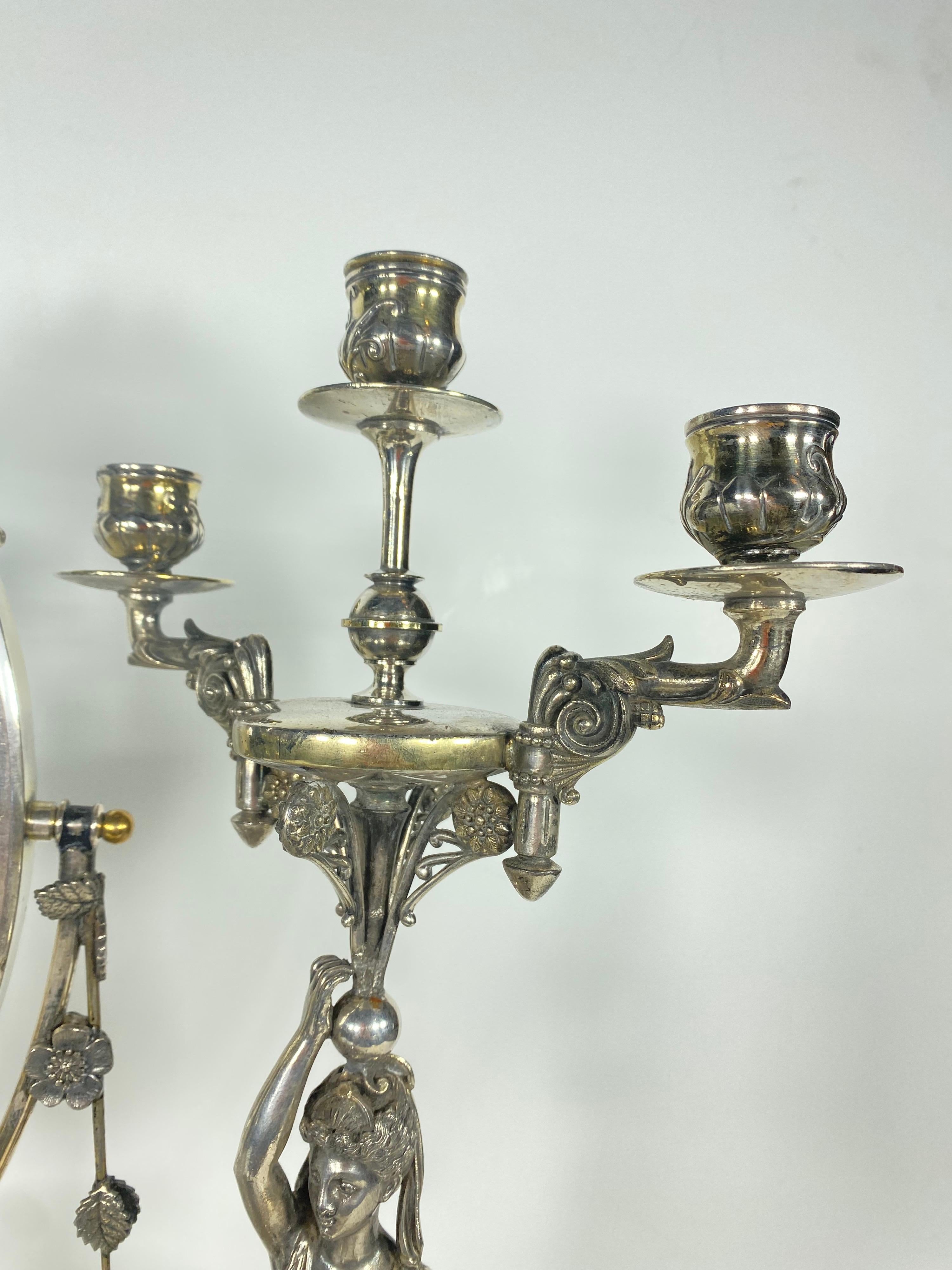 Silver Plate Rare American Silvered Bronze Vanity Toilet Set by Meriden, circa 1870