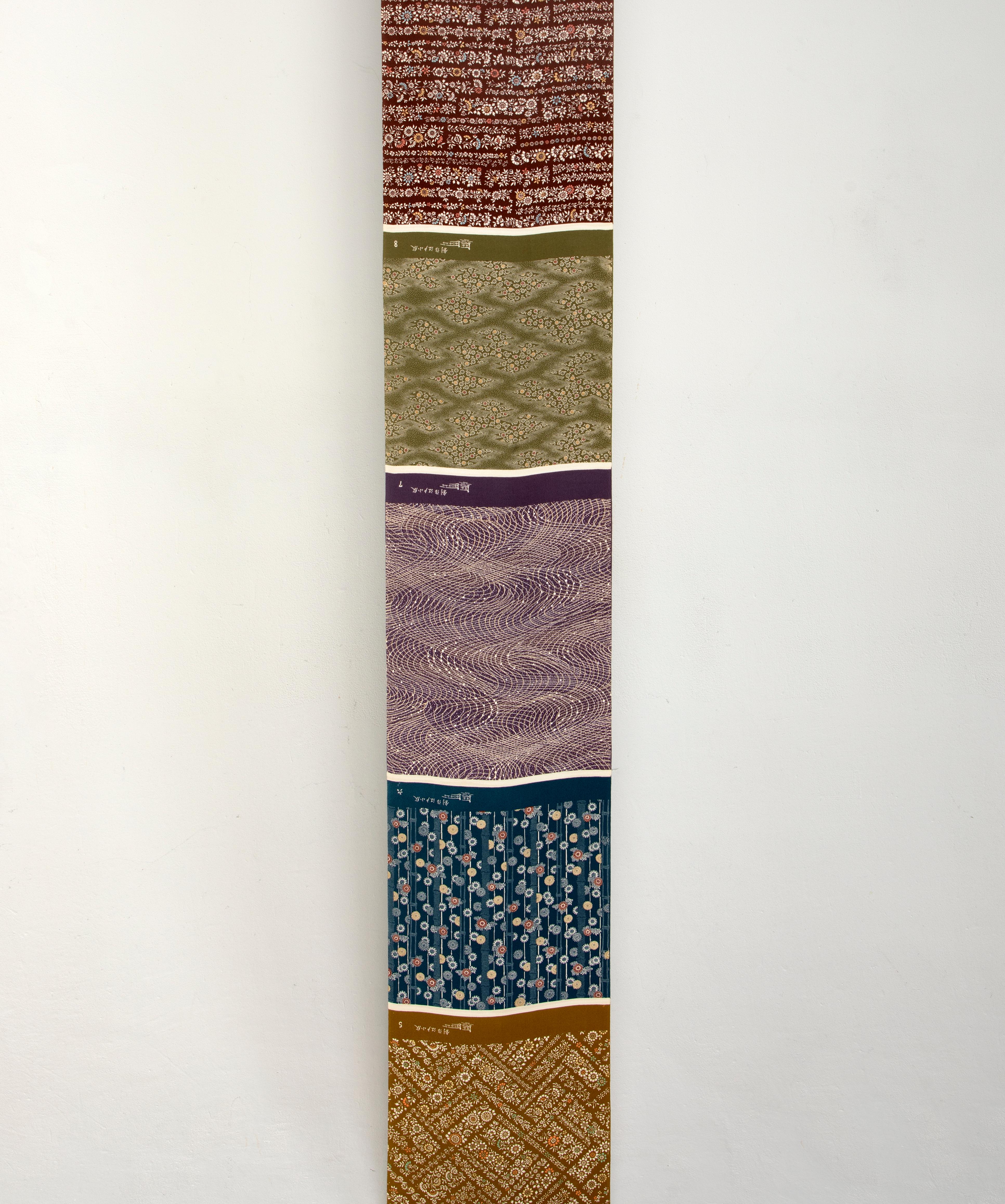 Showa Rare and Beautiful Japanese Chirimen Silk Fabric Sampler '2nd of 4' For Sale