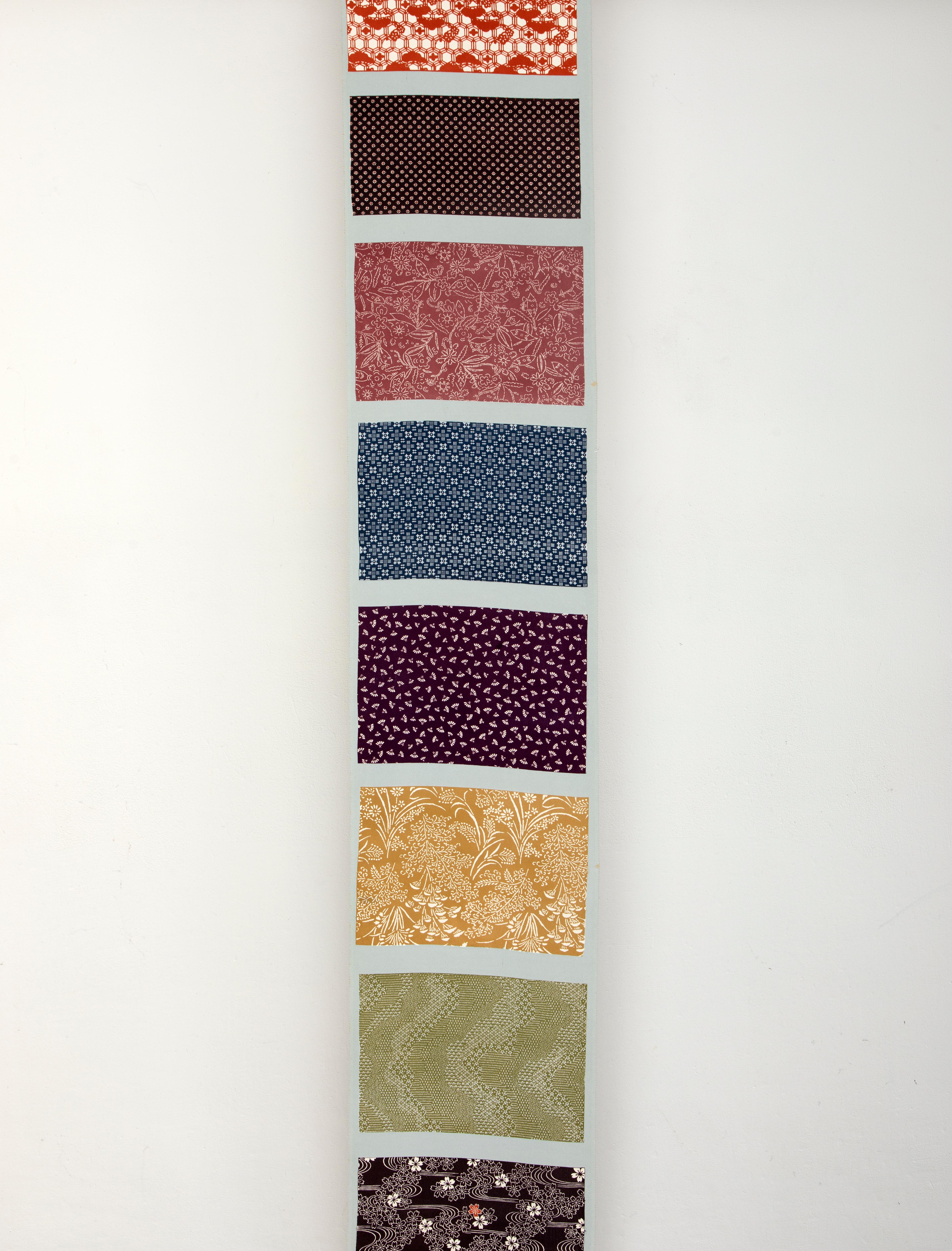 Showa Rare and Beautiful Japanese Chirimen Silk Fabric Sampler '1st of 4' For Sale