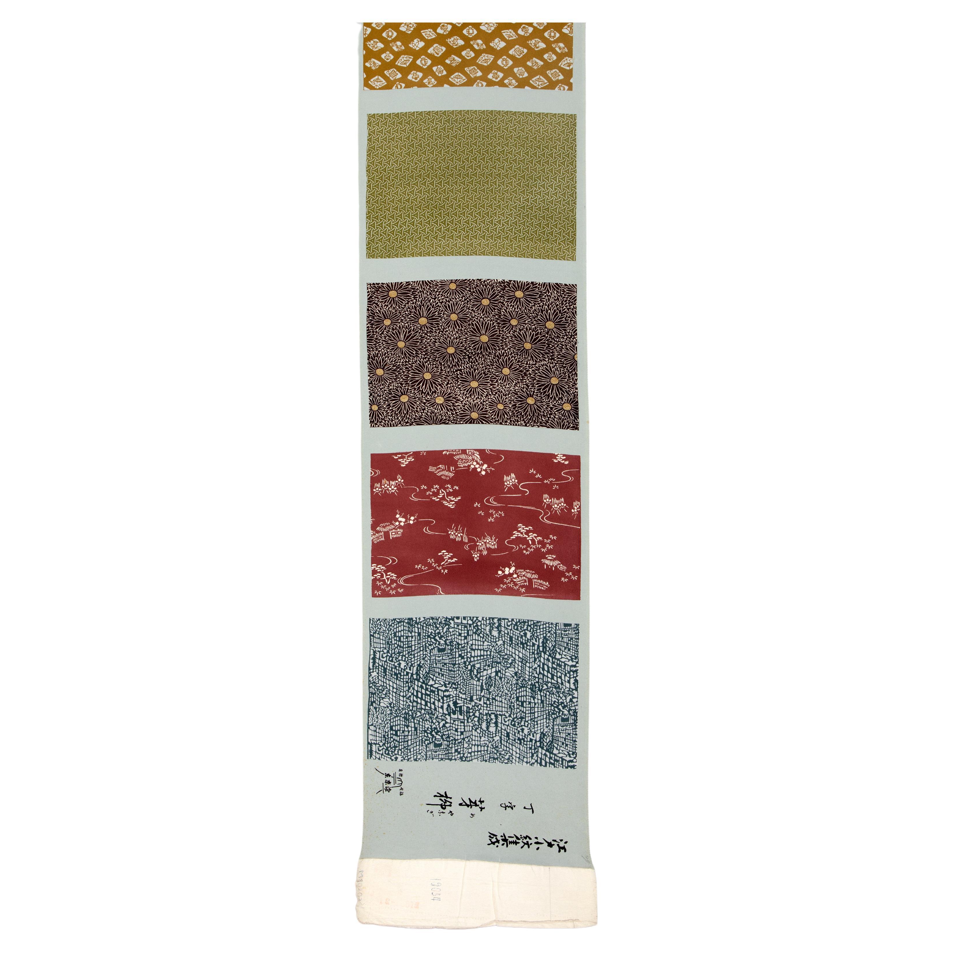 Rare and Beautiful Japanese Chirimen Silk Fabric Sampler '1st of 4'