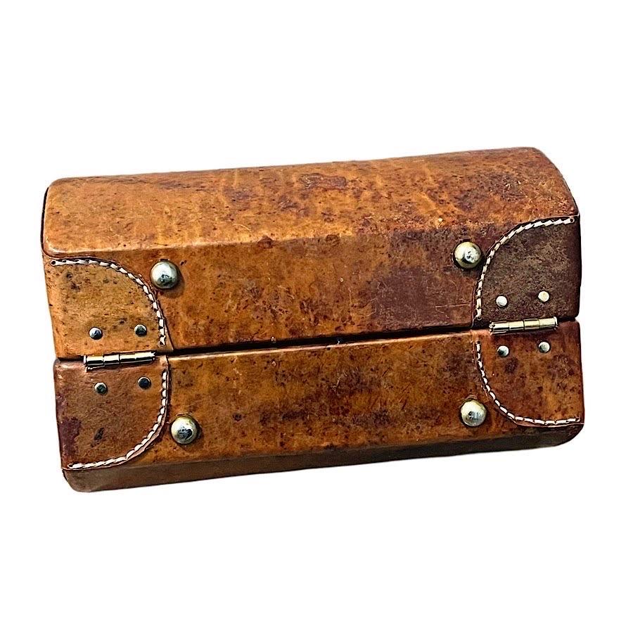 Rara e precoce borsa Gucci in pelle rigida con interno in legno e montatura in ottone. C.1930 In condizioni buone in vendita a Tarzana, CA