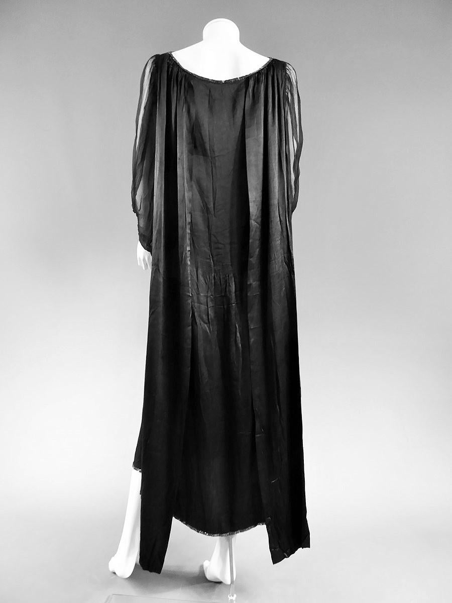 A Rare and Early Jeanne Lanvin Haute Couture Chiffon and satin Dress Winter 1920 For Sale 5