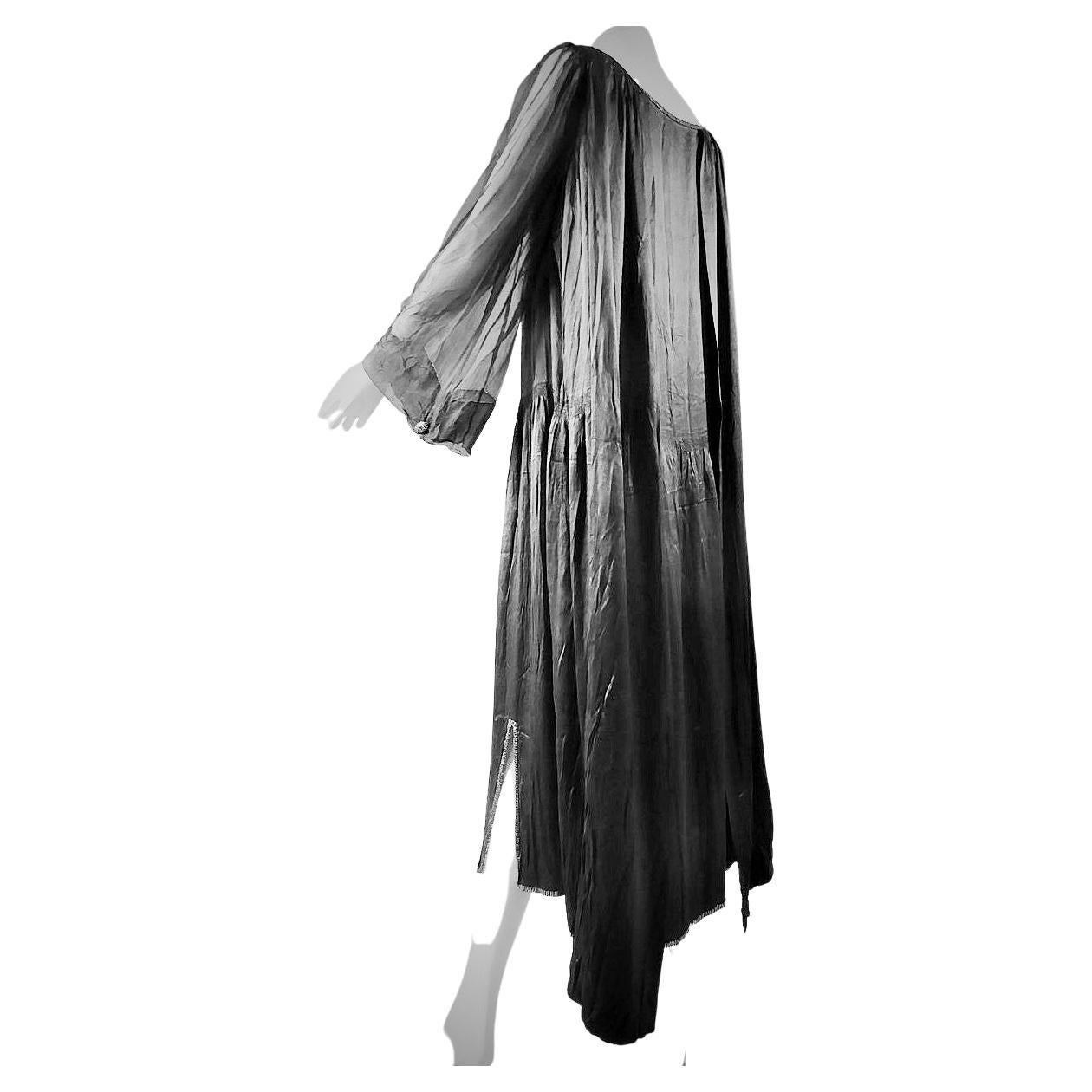 A Rare and Early Jeanne Lanvin Haute Couture Chiffon and satin Dress Winter 1920