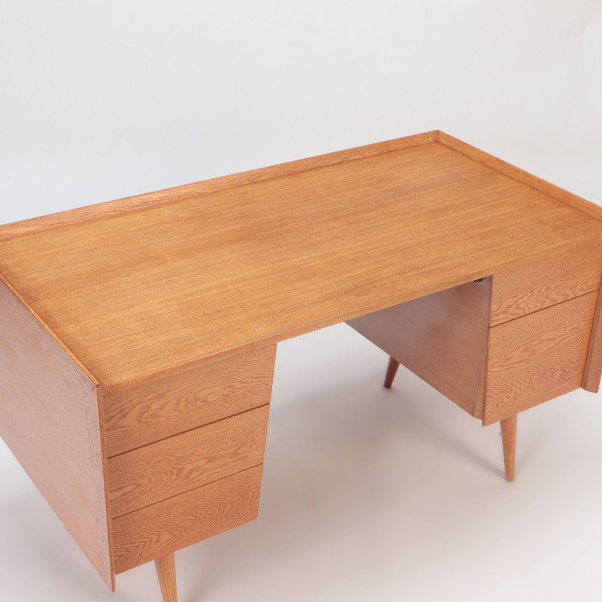 Mid-20th Century Rare and Early White Oak Mid-Century Modern Desk Labeled Risom Design circa 19