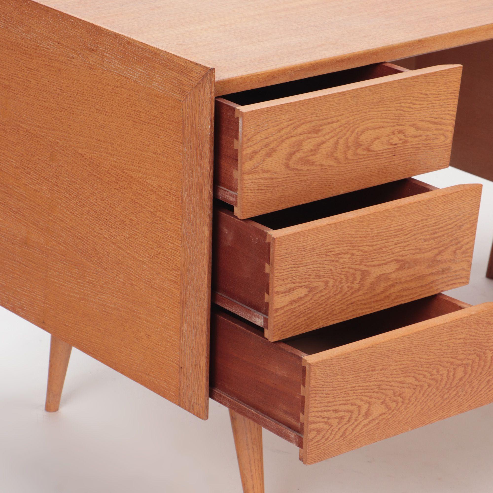 Rare and Early White Oak Mid-Century Modern Desk Labeled Risom Design circa 19 1