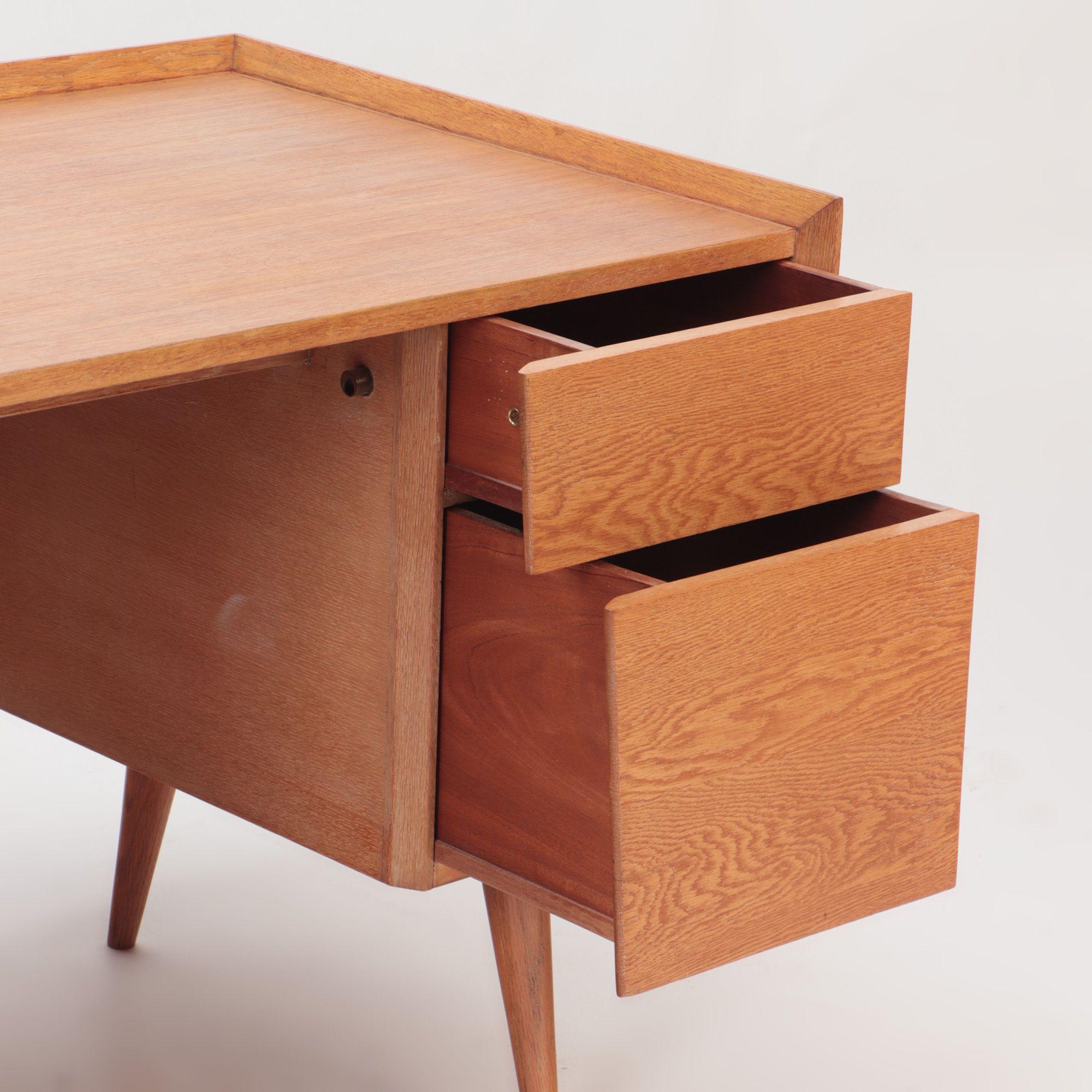 Rare and Early White Oak Mid-Century Modern Desk Labeled Risom Design circa 19 2