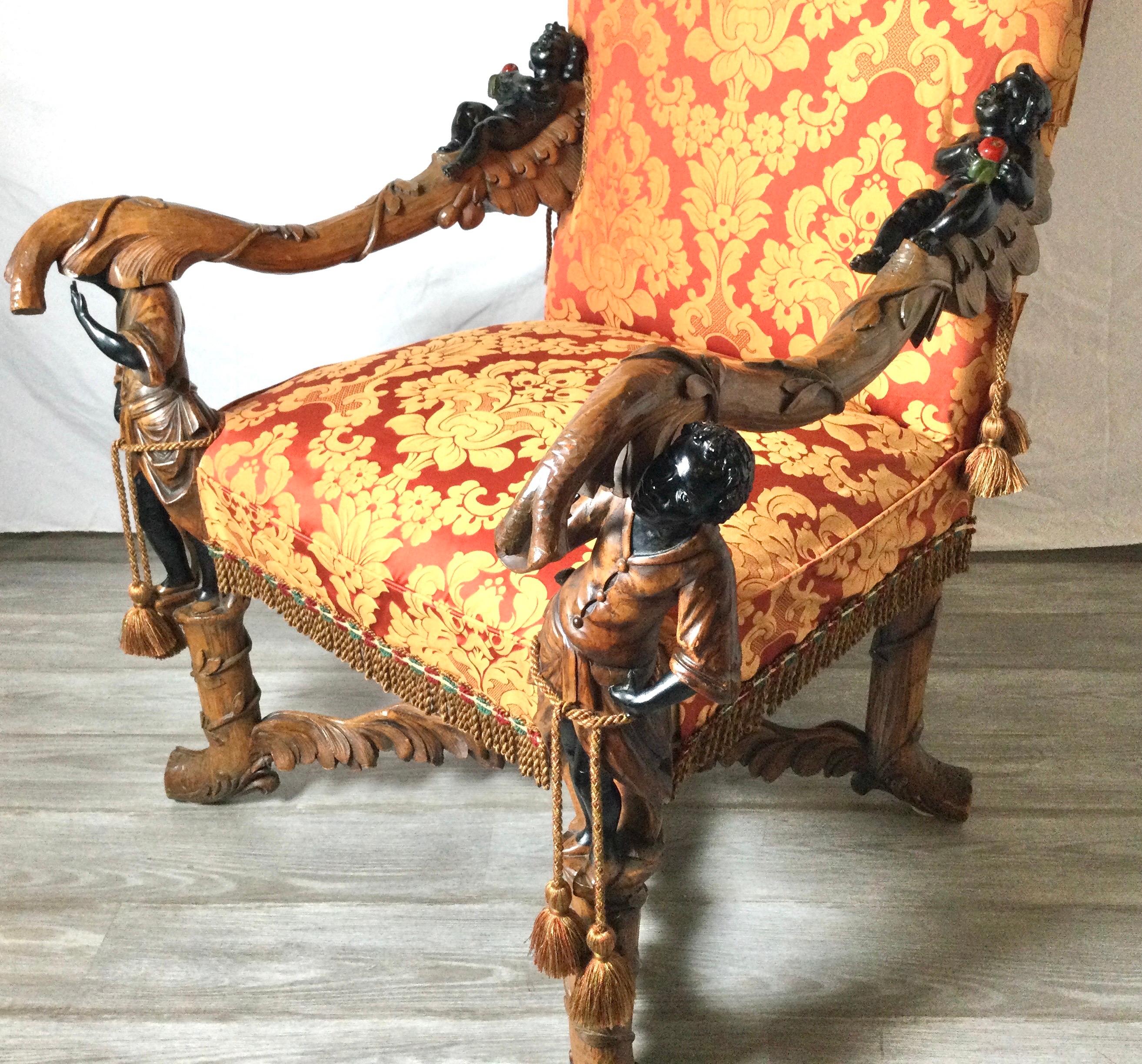 Rare and Elaborately Carved Lolling Chair In Good Condition In Lambertville, NJ