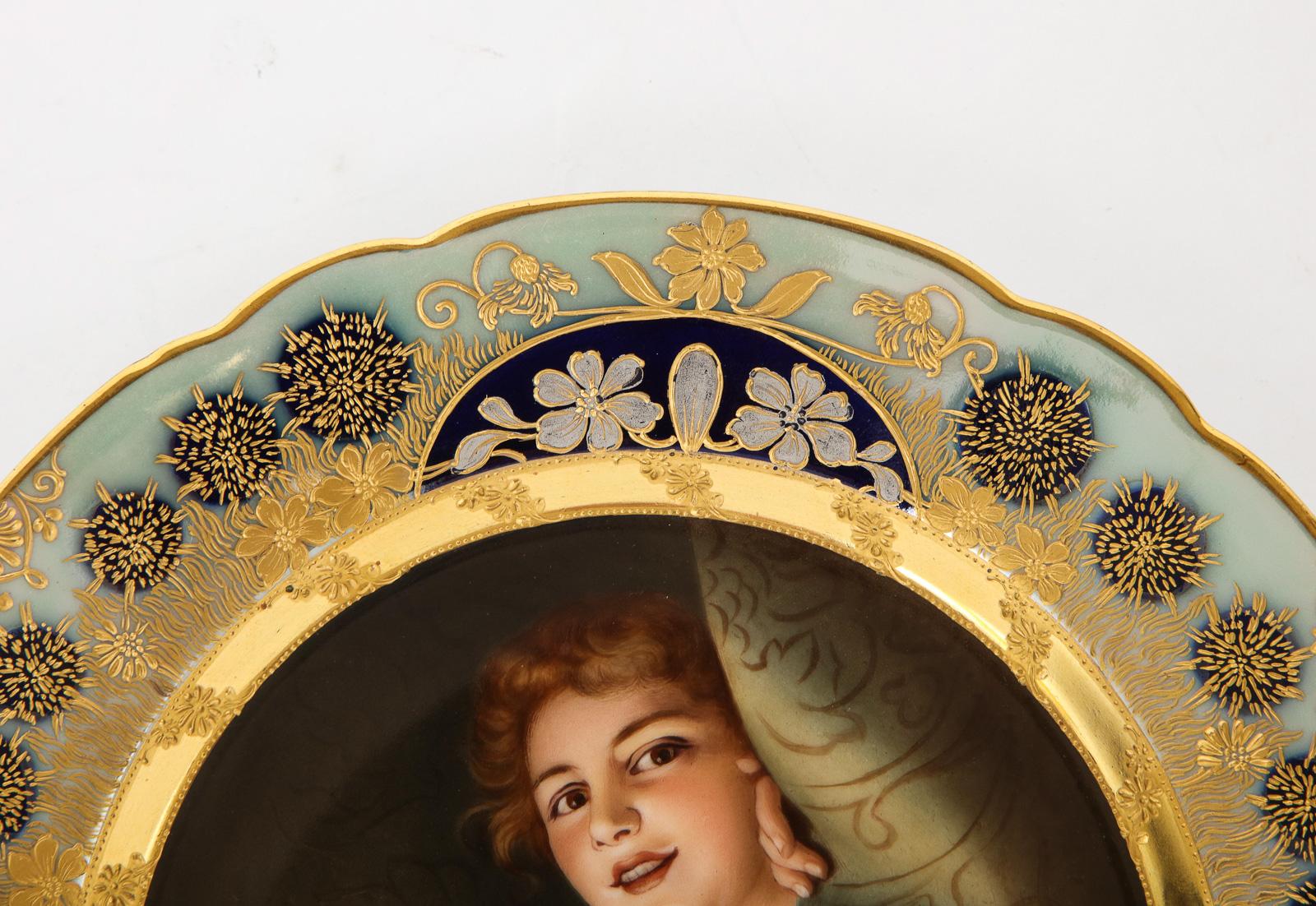 Rare and Exceptional Art Nouveau Royal Vienna Porcelain Plate by Wagner In Excellent Condition In New York, NY