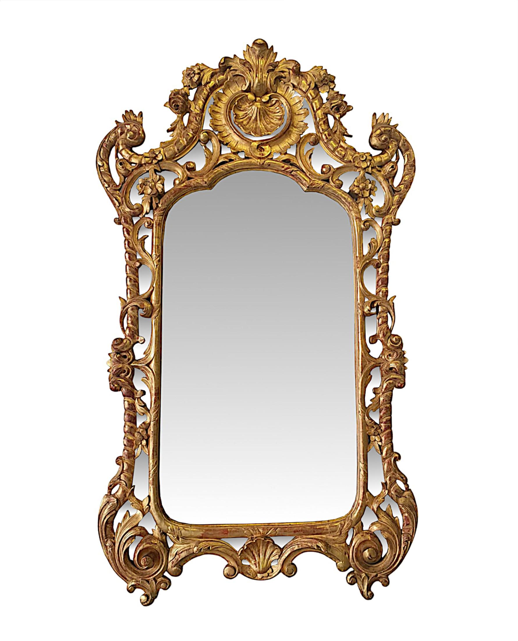 Rare and Exceptional Large Early 19th Century Giltwood Overmantle Mirror For Sale 2