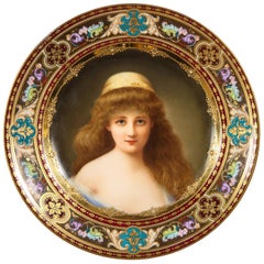 Rare and Exceptional Royal Vienna Porcelain Plate of "Nadia" by Wagner