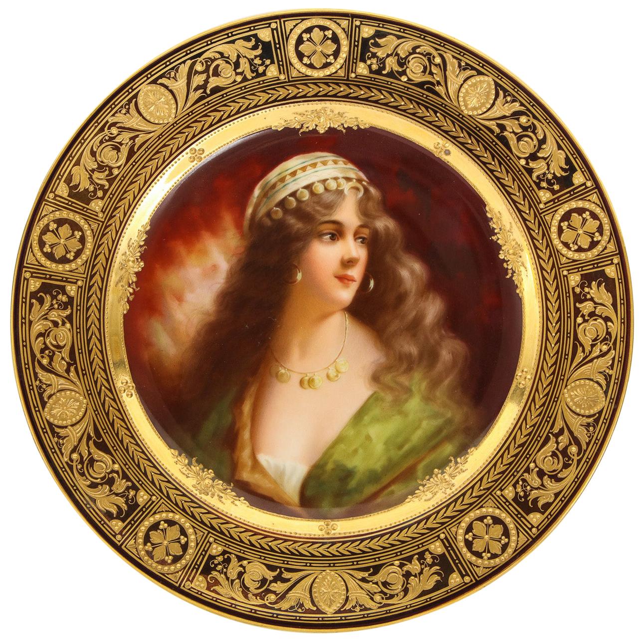 Rare and Exceptional Royal Vienna Porcelain Plate of "Yessida" by Wagner
