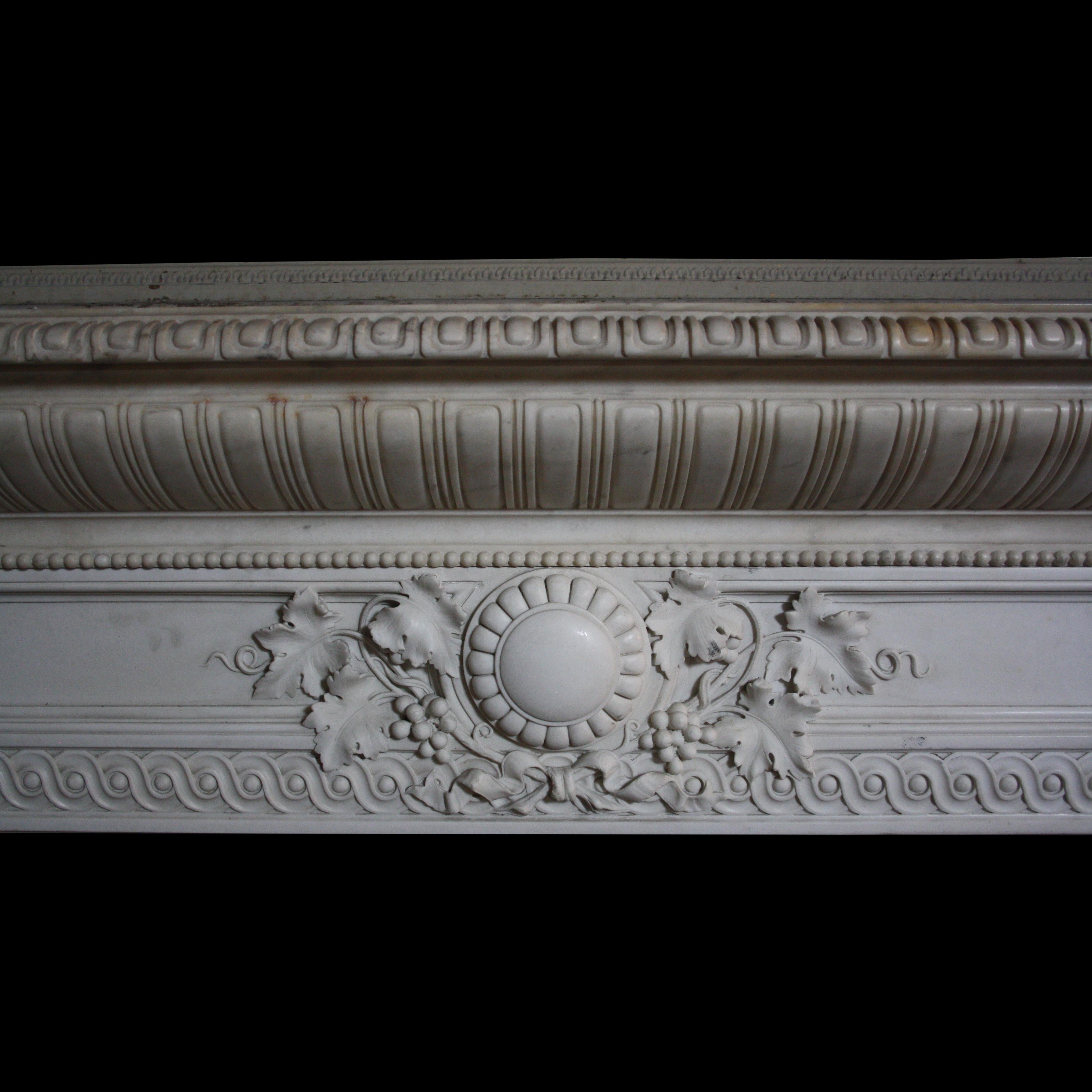 Other Rare and Exceptional 19th Century Italian Chimneypiece in Statuary Marble For Sale
