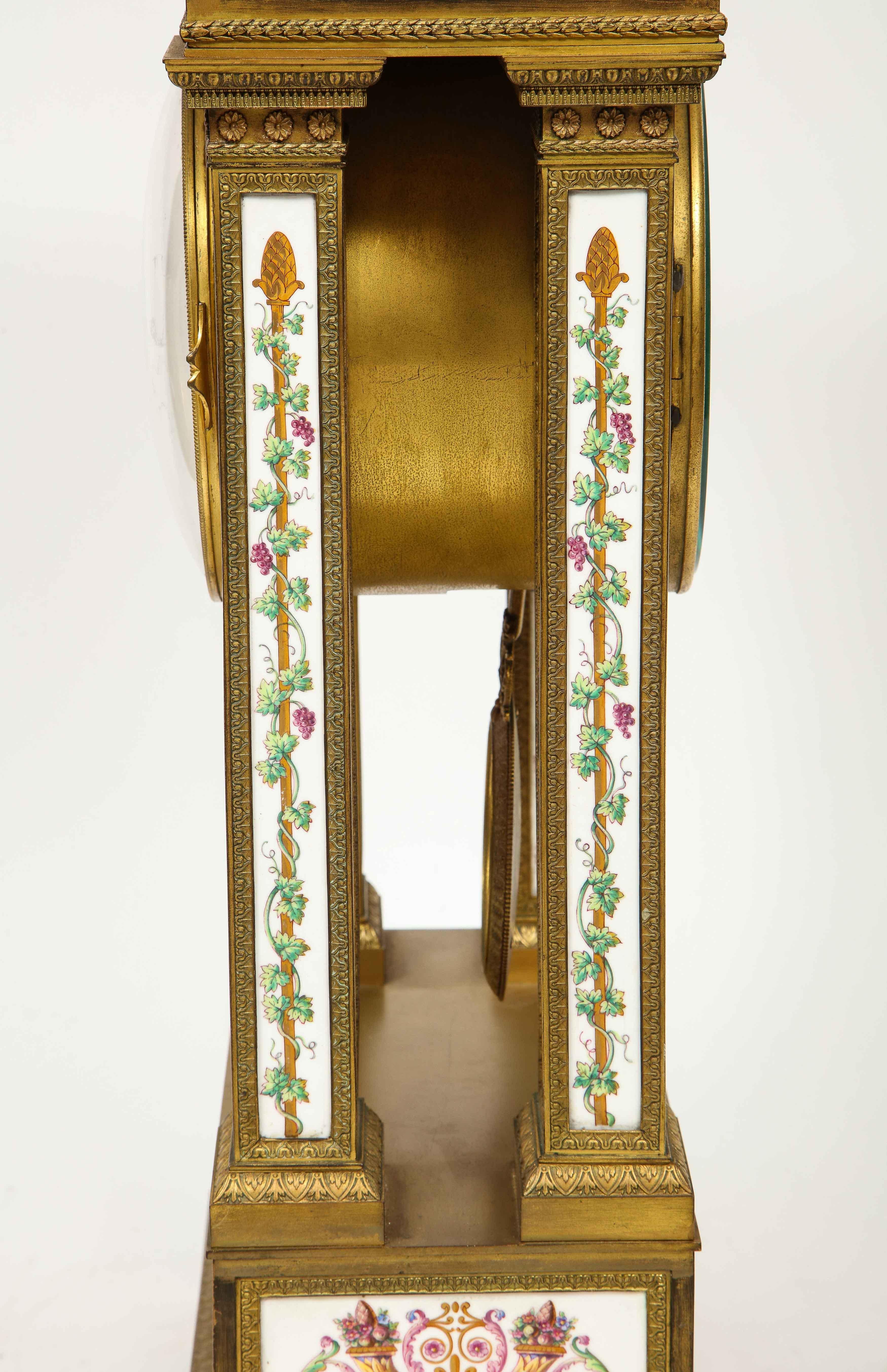 A Rare and Exquisite French Ormolu and Porcelain Clock, attributed to Deniere  For Sale 5