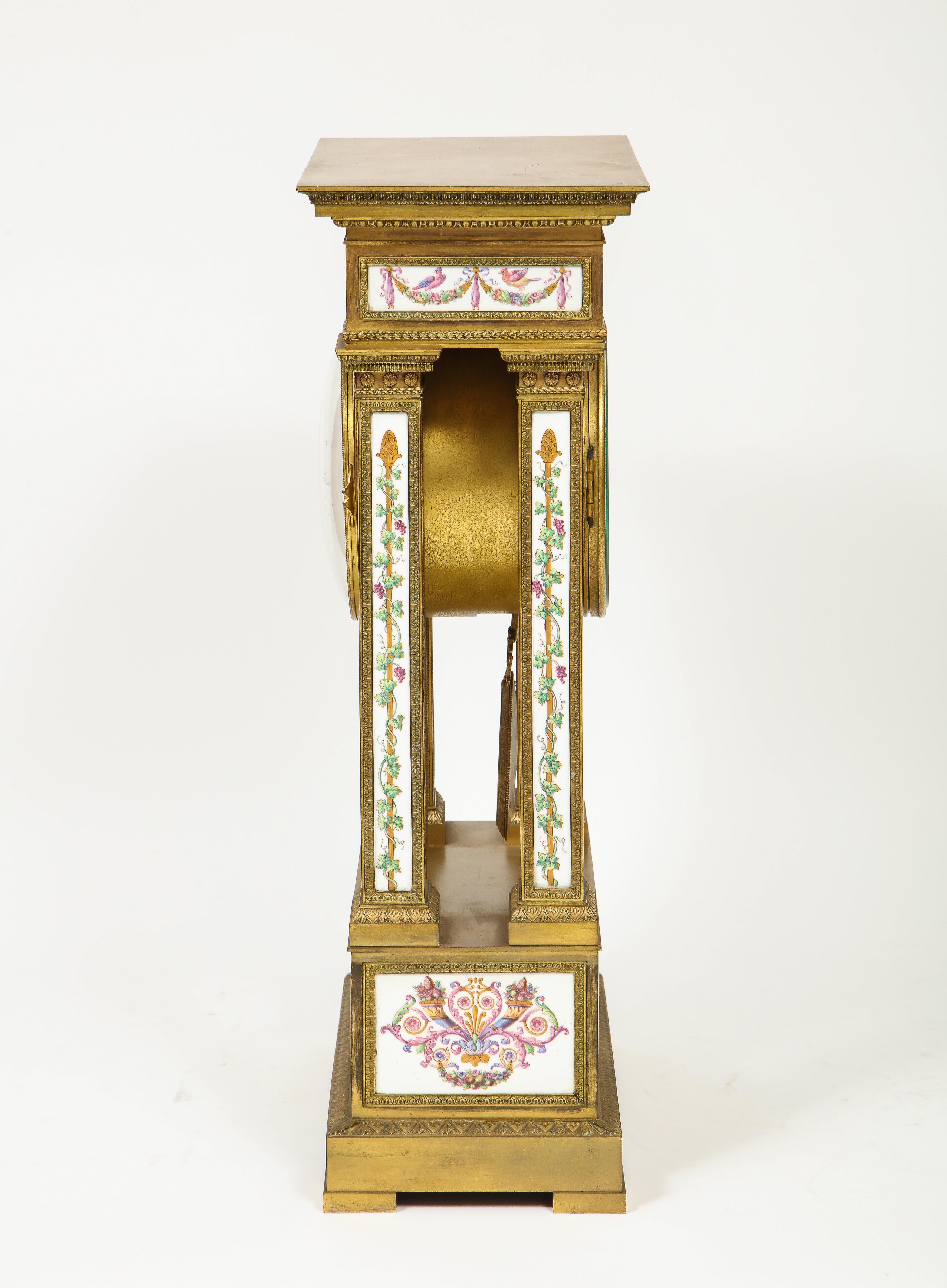 A Rare and Exquisite French Ormolu and Porcelain Clock, attributed to Deniere  For Sale 3