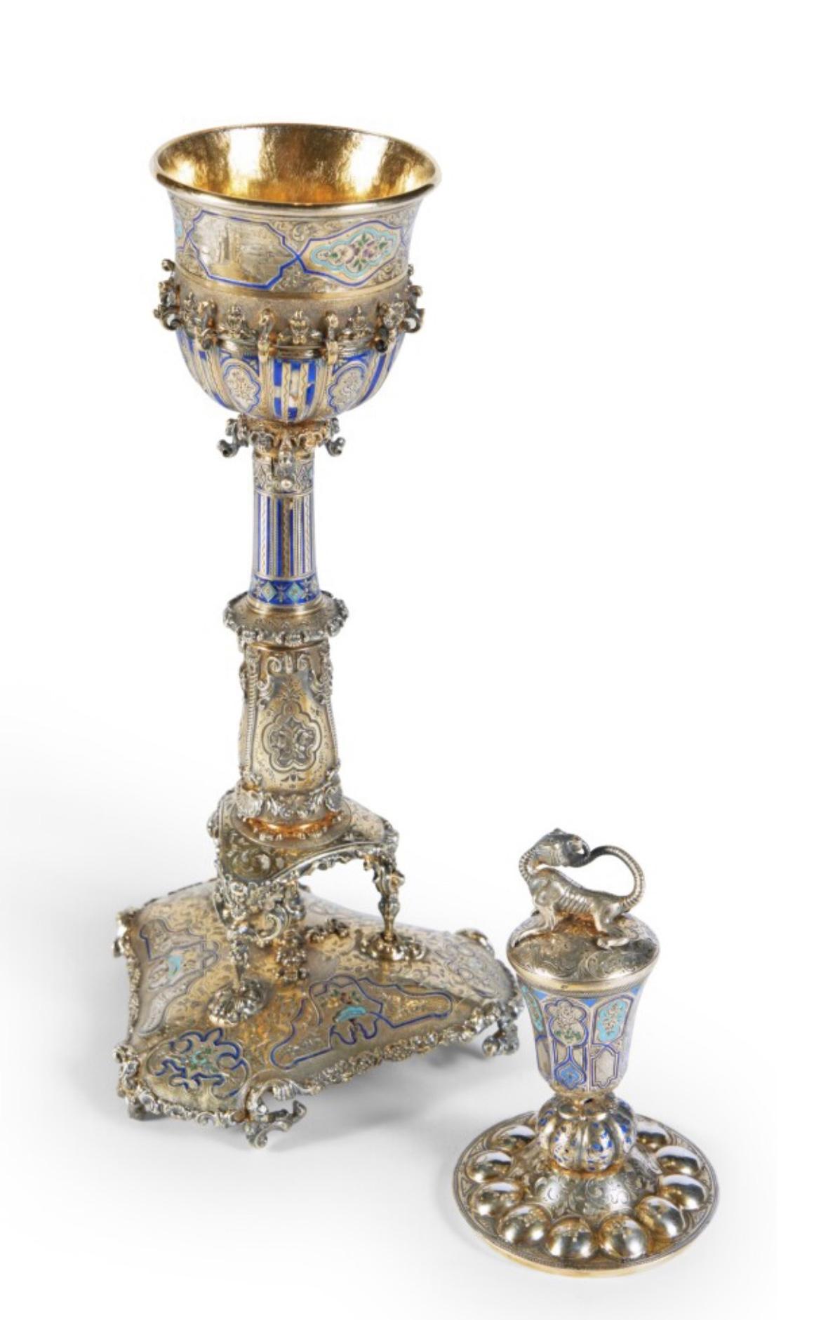 19th Century A Rare and Exquisite Silver, Enameled Chalice by Jules Wièse and Froment-Meurice For Sale
