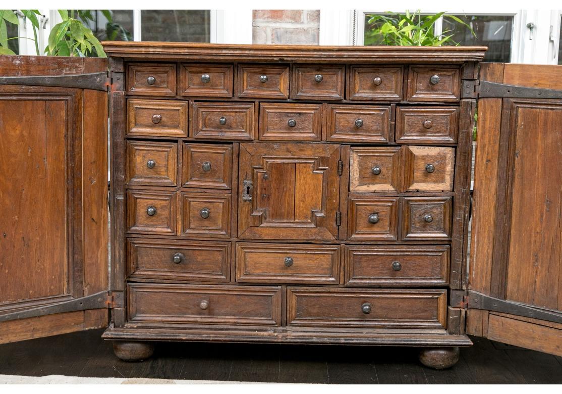 A Rare And Extraordinary English Oak Spice Chest C. 1700 For Sale 12