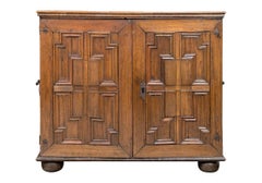 A Rare And Extraordinary English Oak Spice Chest C. 1700