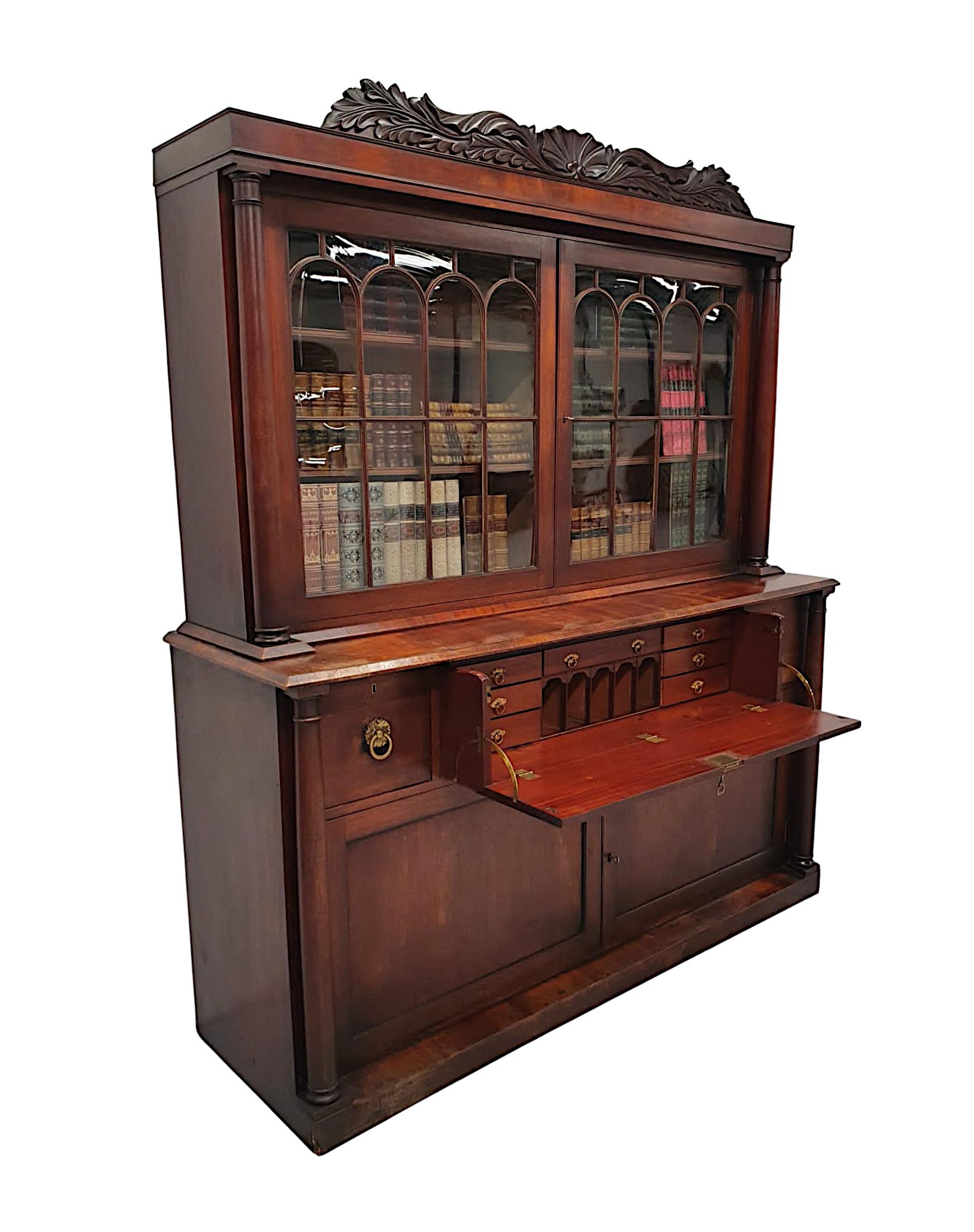 A Rare and Fine Early 19th Century William IV Irish Secretaire Bookcase In Good Condition For Sale In Dublin, IE