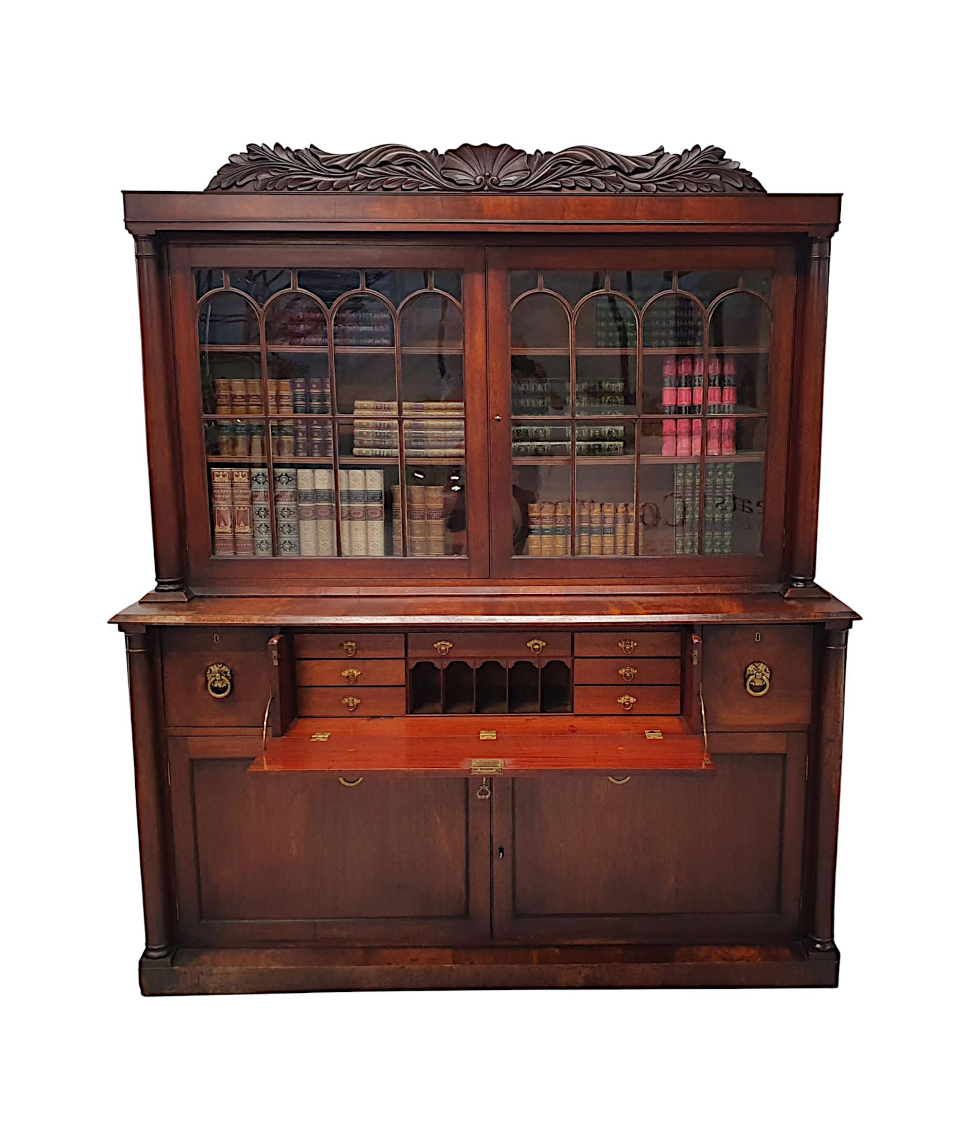 Rara e raffinata libreria secretaire irlandese di William IV dell'inizio del XIX secolo In condizioni buone in vendita a Dublin, IE
