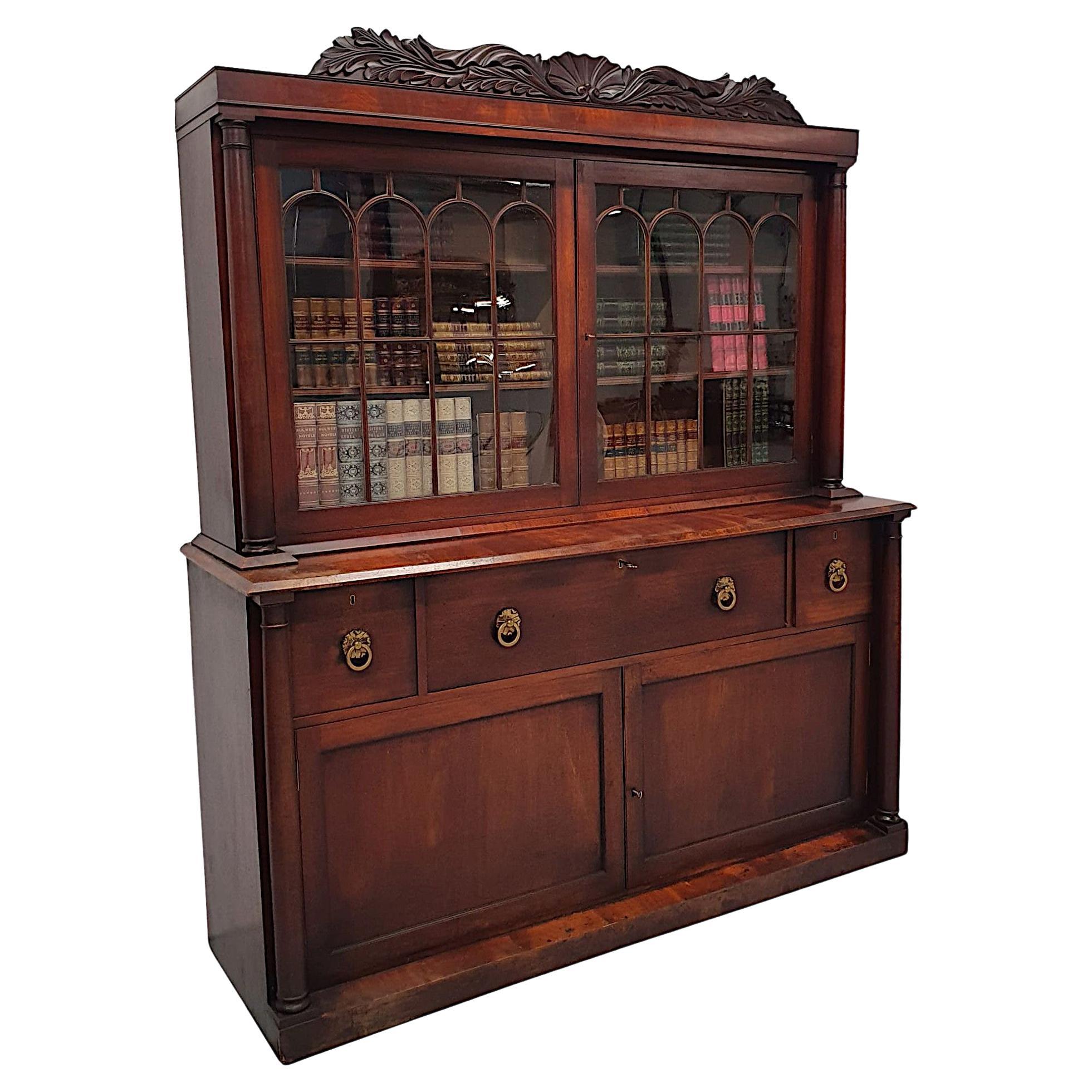 A Rare and Fine Early 19th Century William IV Irish Secretaire Bookcase For Sale