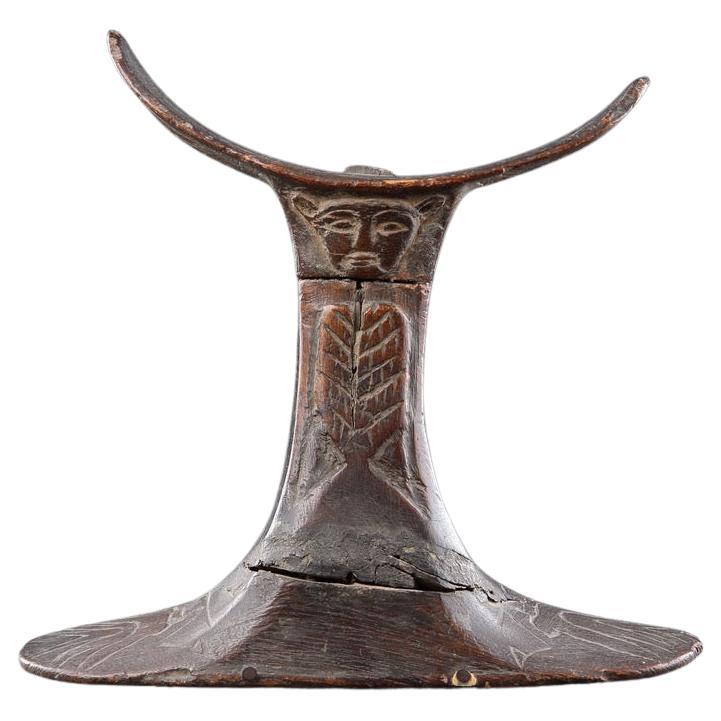 A Rare and Finely Carved Egyptian Wooden Headrest For Sale