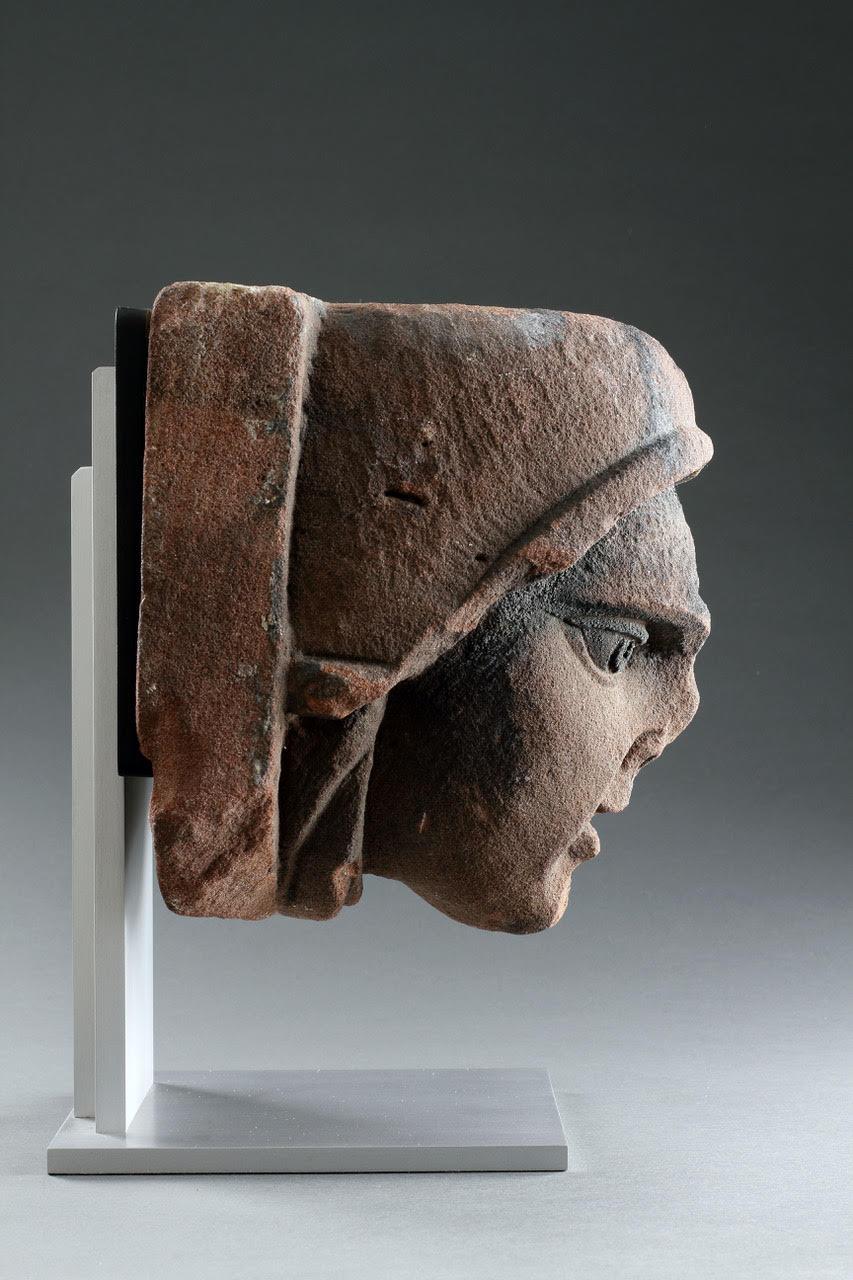 18th Century and Earlier A Rare and Finely Carved Weser Renaissance Stone Head For Sale