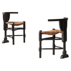 A rare and highly sculptural pair of side chairs by Bernhard Hoetger, 1920's