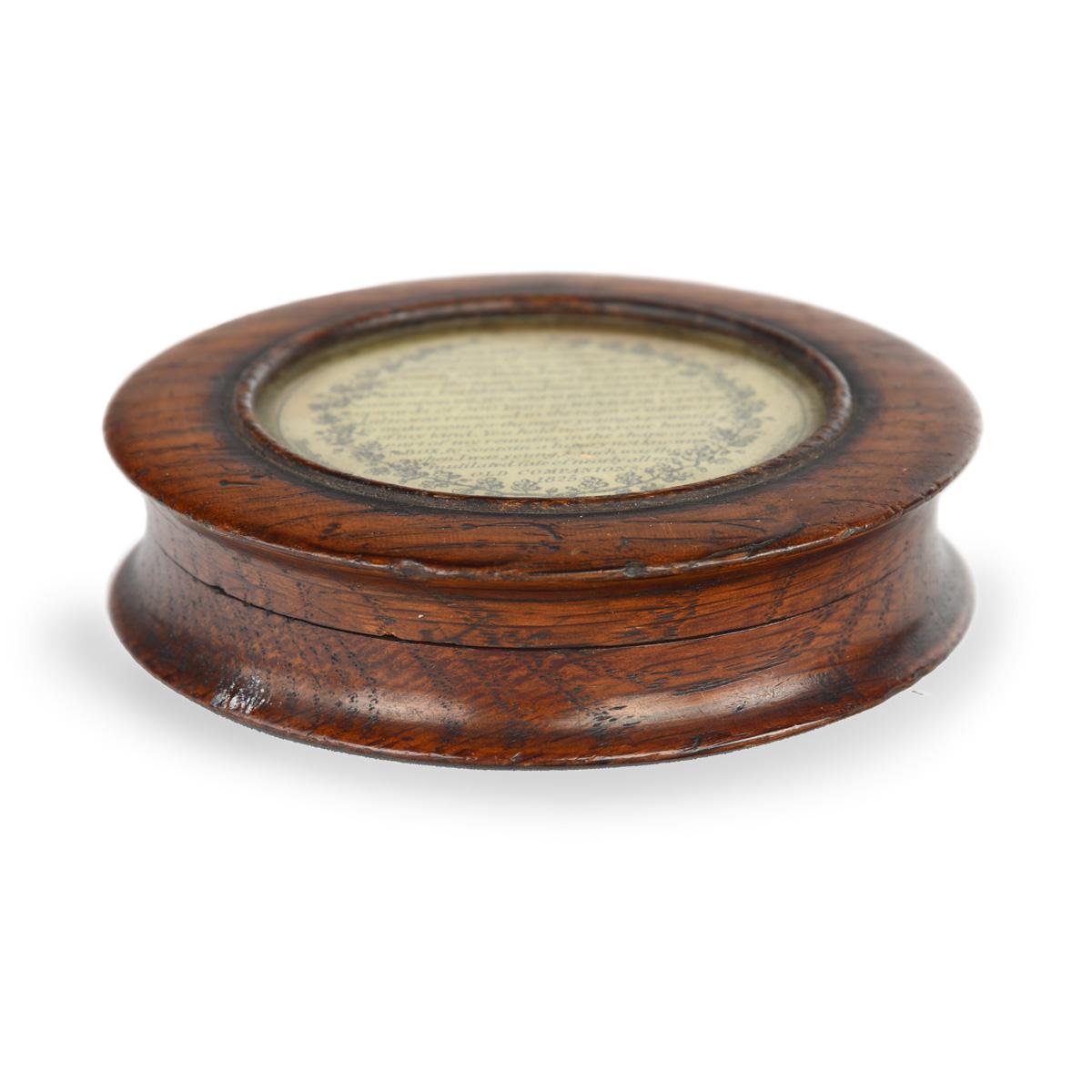 English A Rare and Historically Interesting George IV Period Snuff Box Made from Oak For Sale