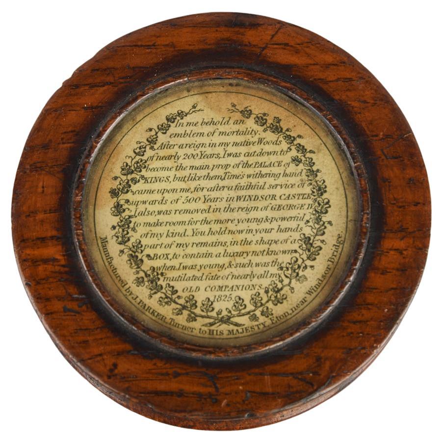 A Rare and Historically Interesting George IV Period Snuff Box Made from Oak For Sale