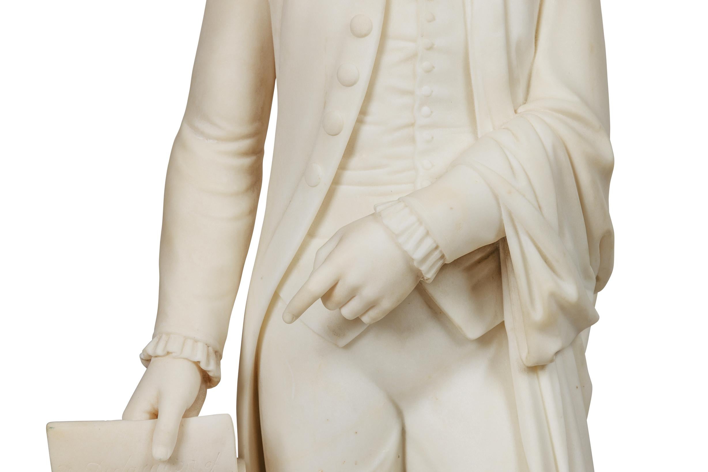 A Rare and Important American Marble Sculpture of Thomas Jefferson, Circa 1870 For Sale 6