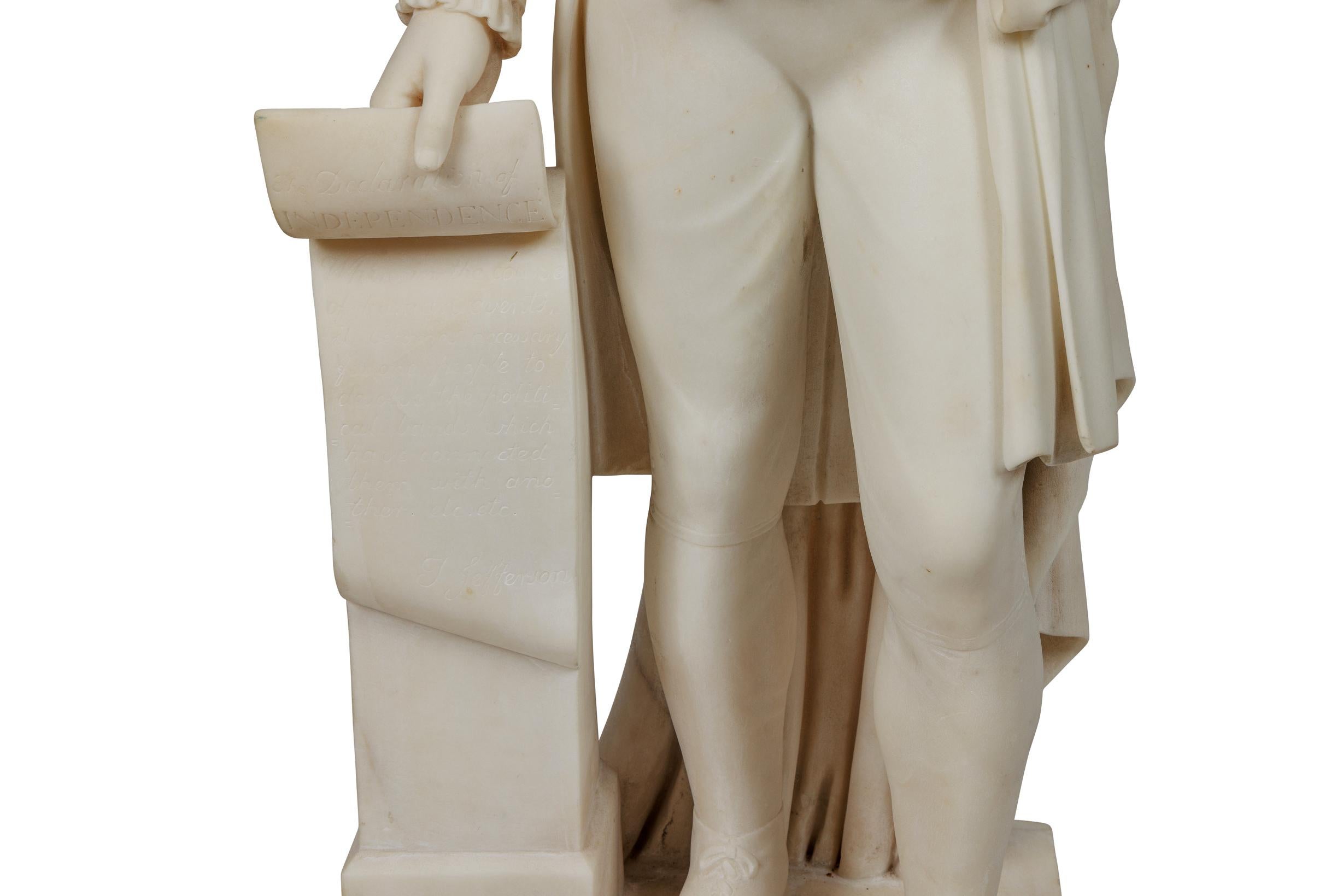 A Rare and Important American Marble Sculpture of Thomas Jefferson, Circa 1870 For Sale 9