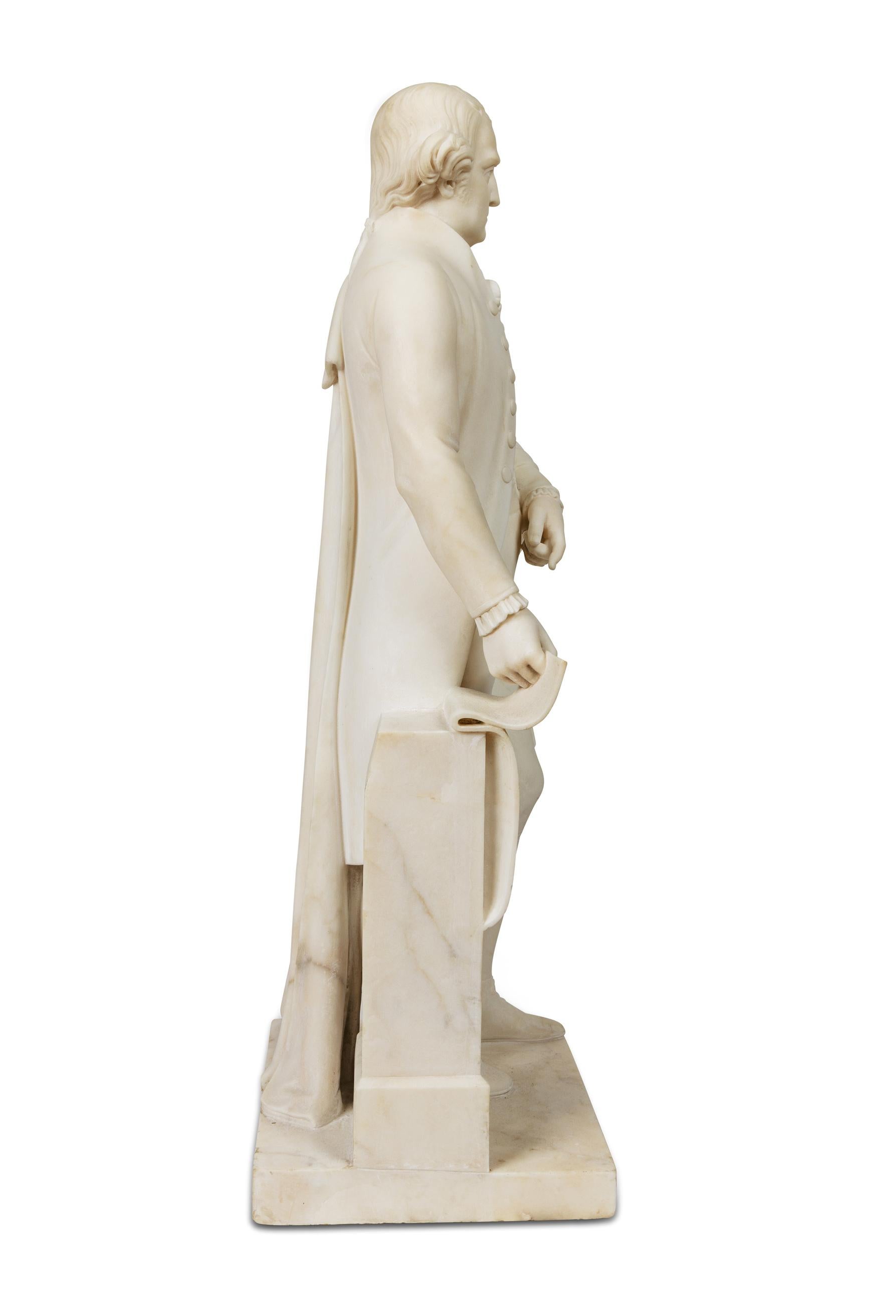 19th Century A Rare and Important American Marble Sculpture of Thomas Jefferson, Circa 1870 For Sale