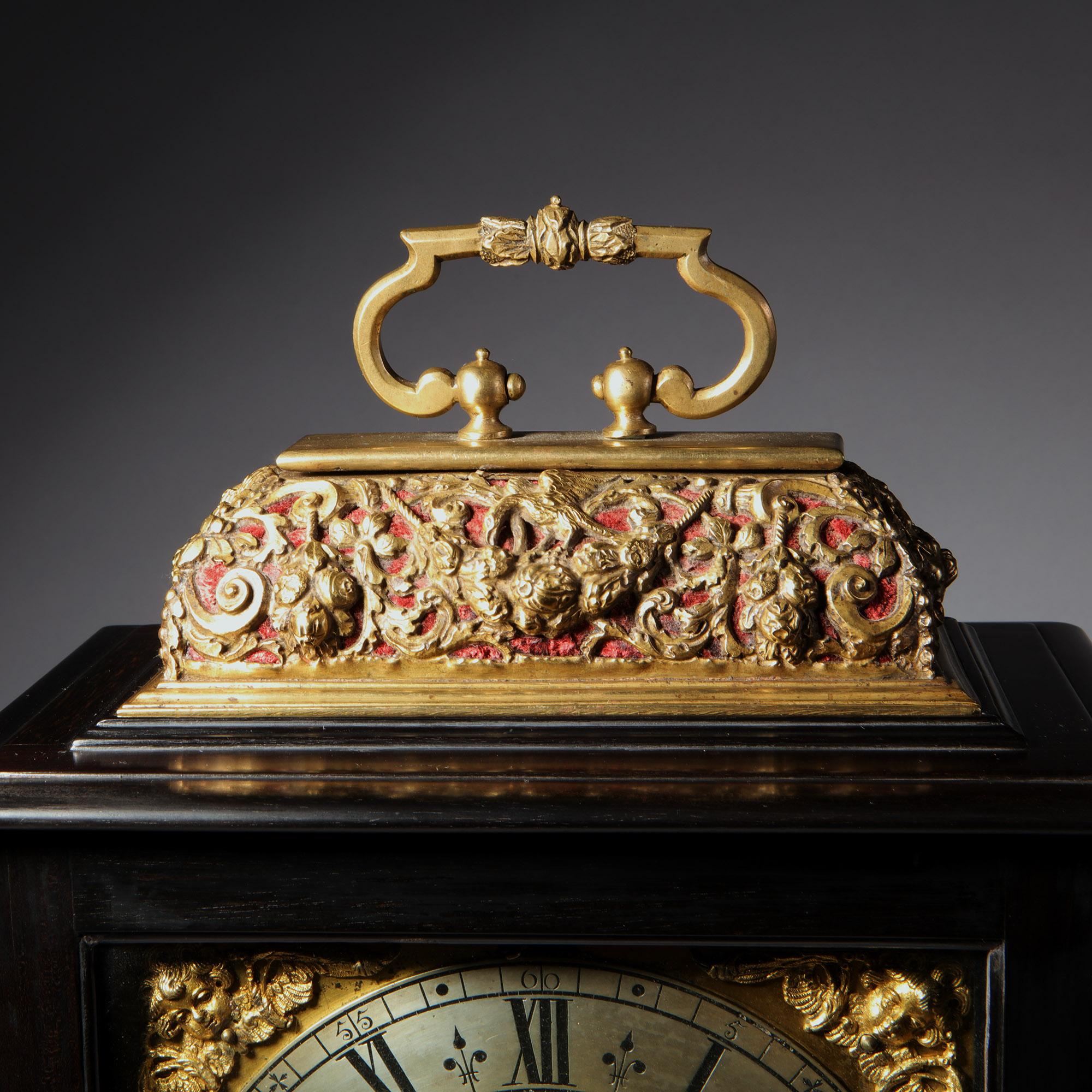 A Rare and Important Charles II 17th Century Table Clock by Henry Jones For Sale 4