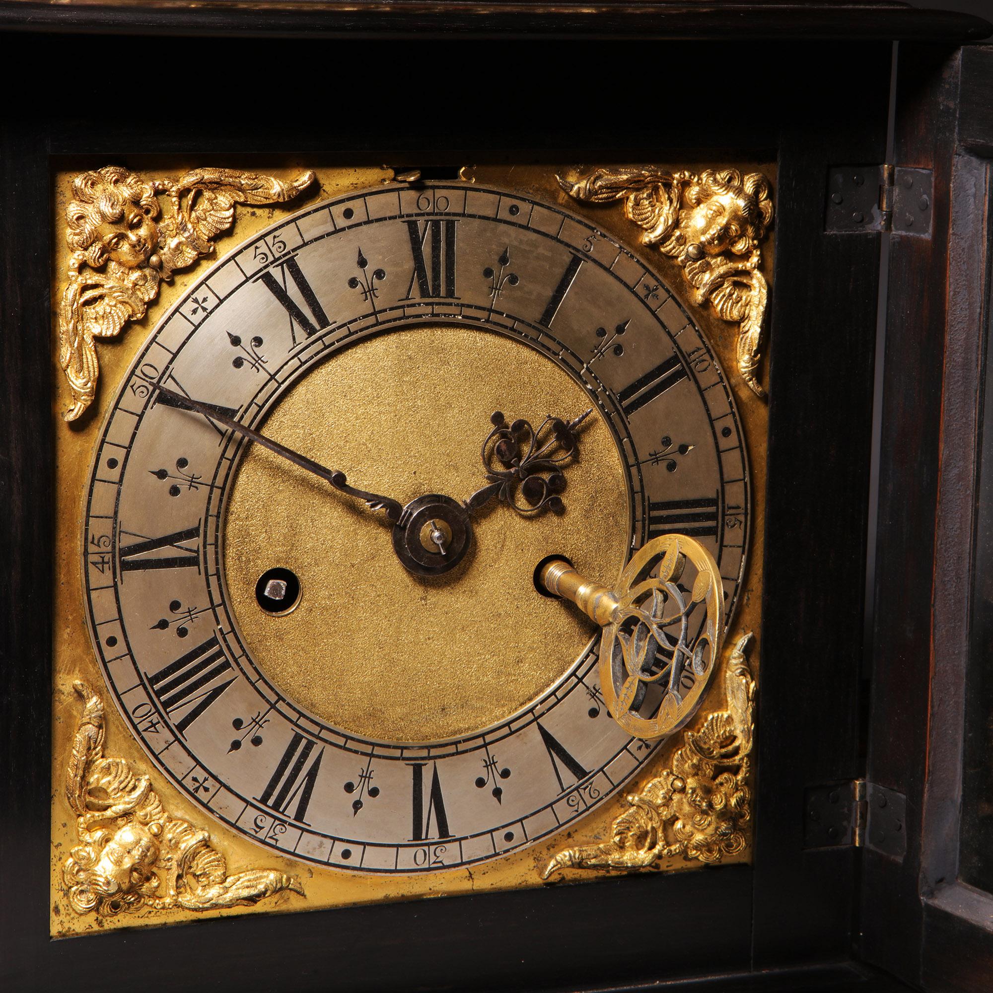 Ebony A Rare and Important Charles II 17th Century Table Clock by Henry Jones For Sale