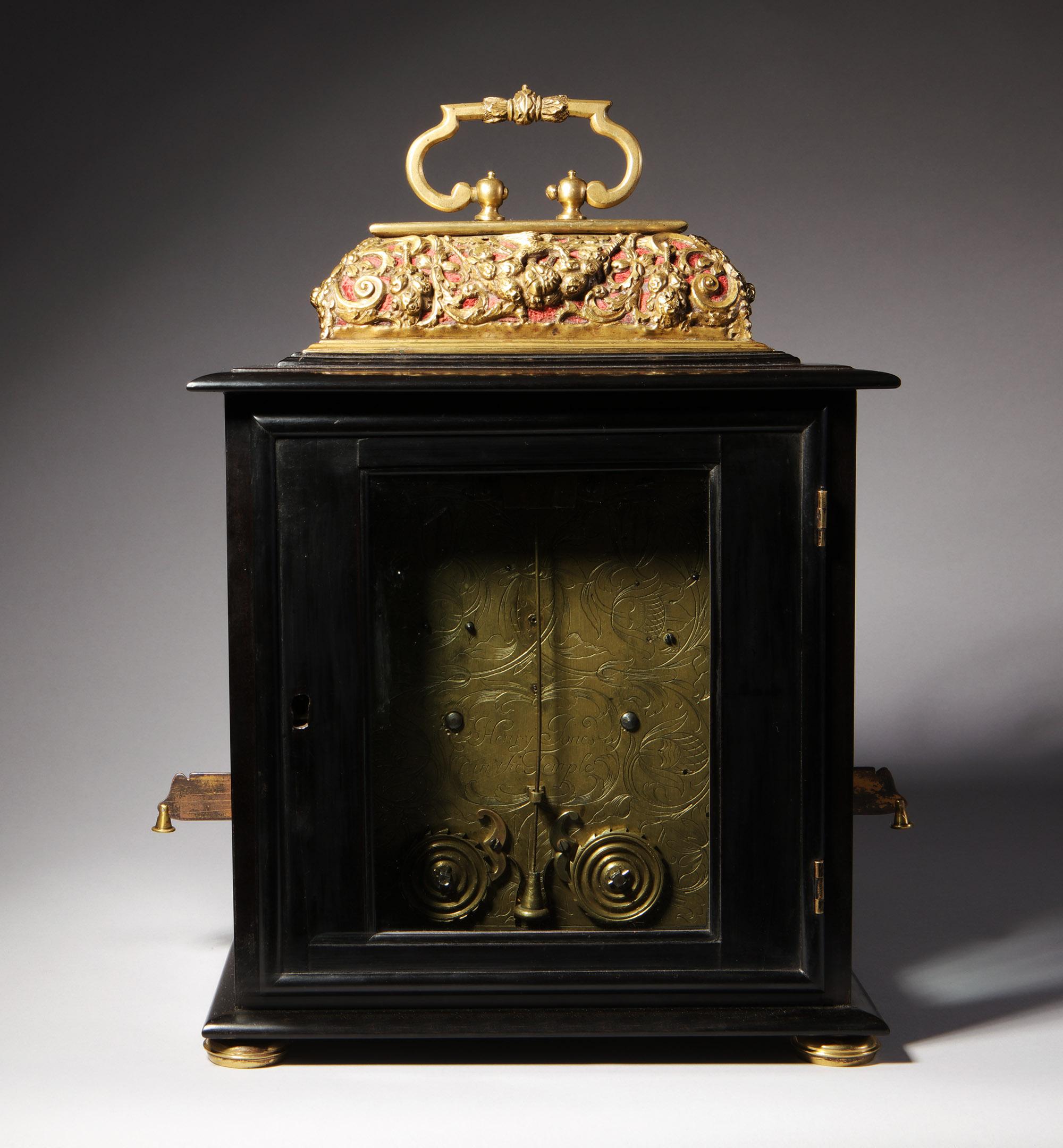 A Rare and Important Charles II 17th Century Table Clock by Henry Jones For Sale 2