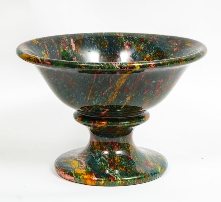 Rare and Large Decorative Green Jasper Bowl Centerpiece