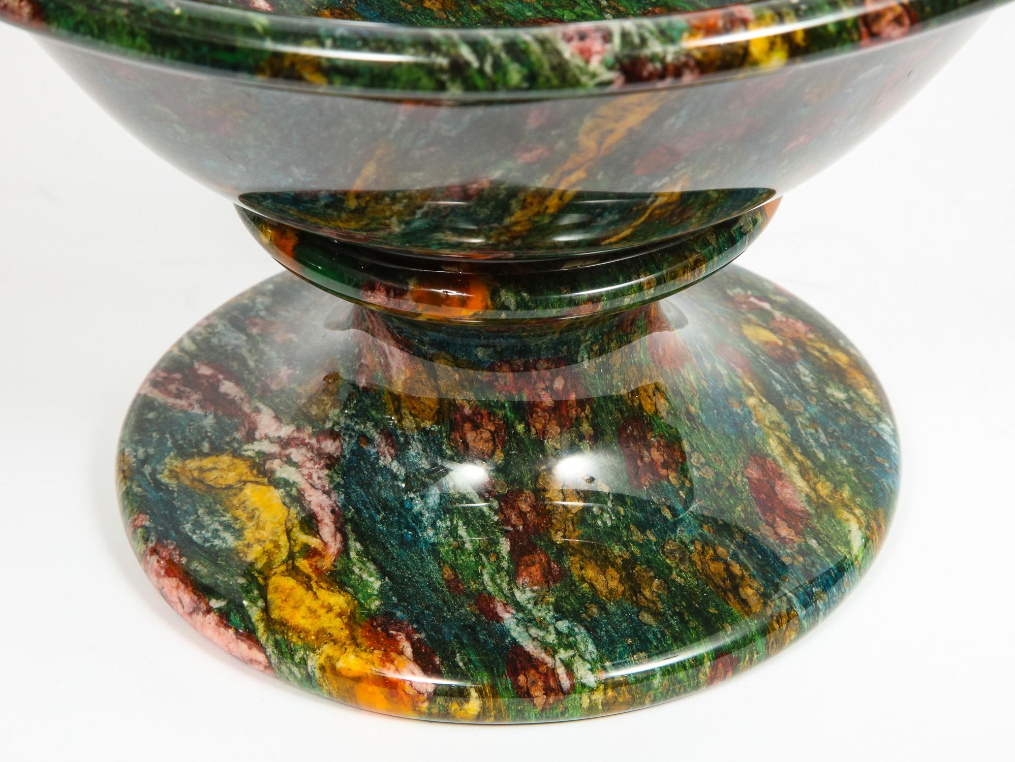 Rare and Large Decorative Green Jasper Bowl Centerpiece 10