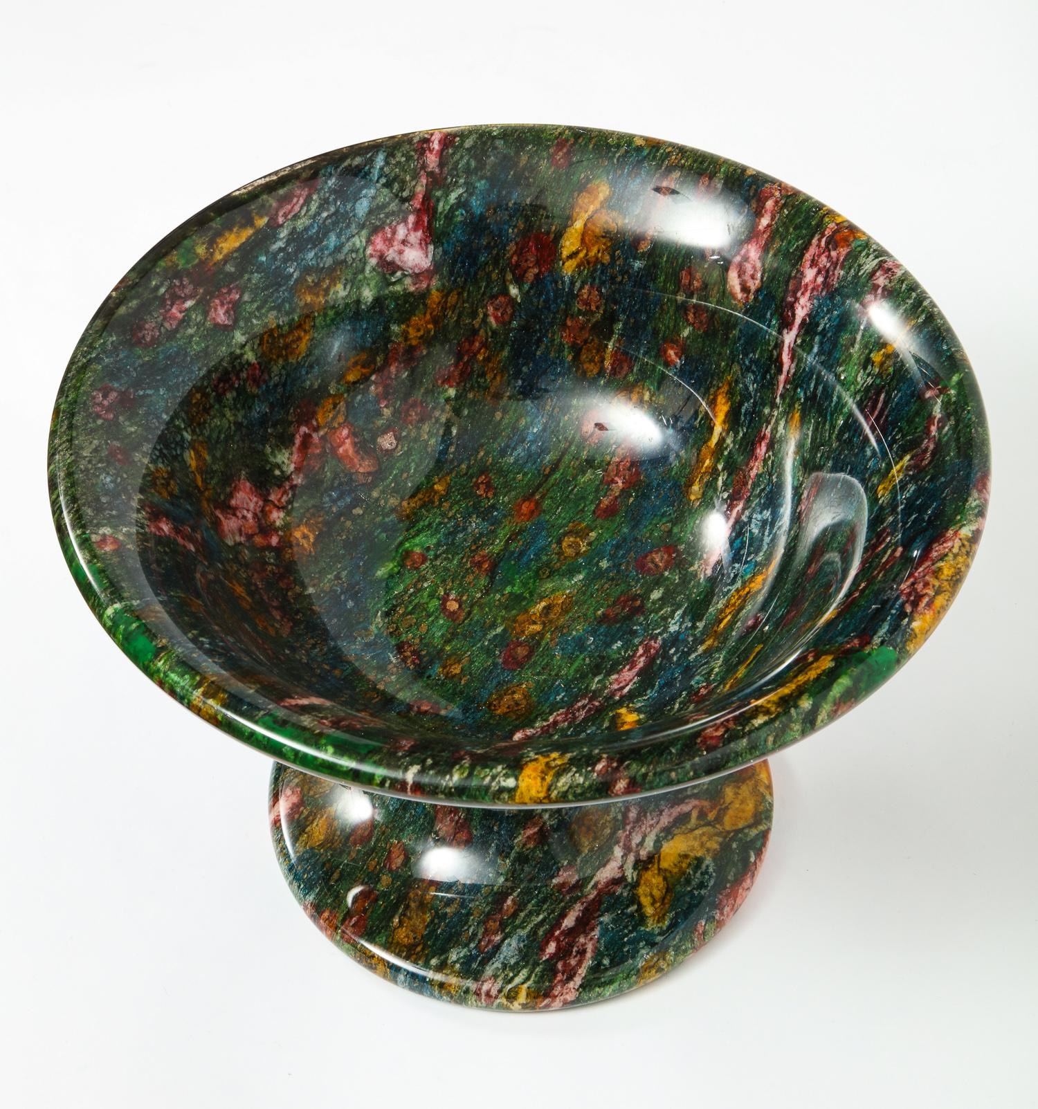 Rare and Large Decorative Green Jasper Bowl Centerpiece In Excellent Condition In New York, NY
