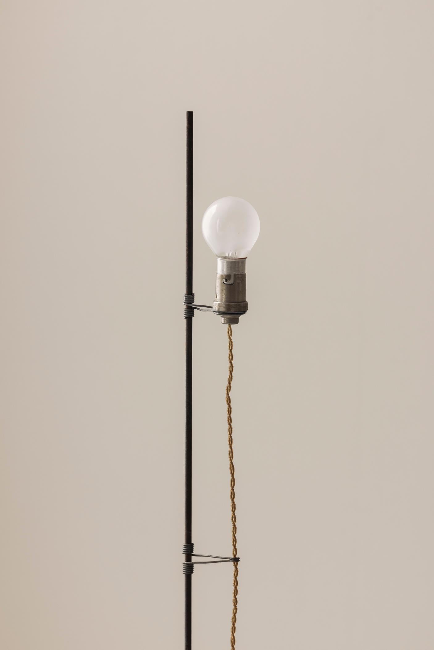 A rare and likely one-off minimal floor lamp in metal and concrete, France 1950s im Angebot 1