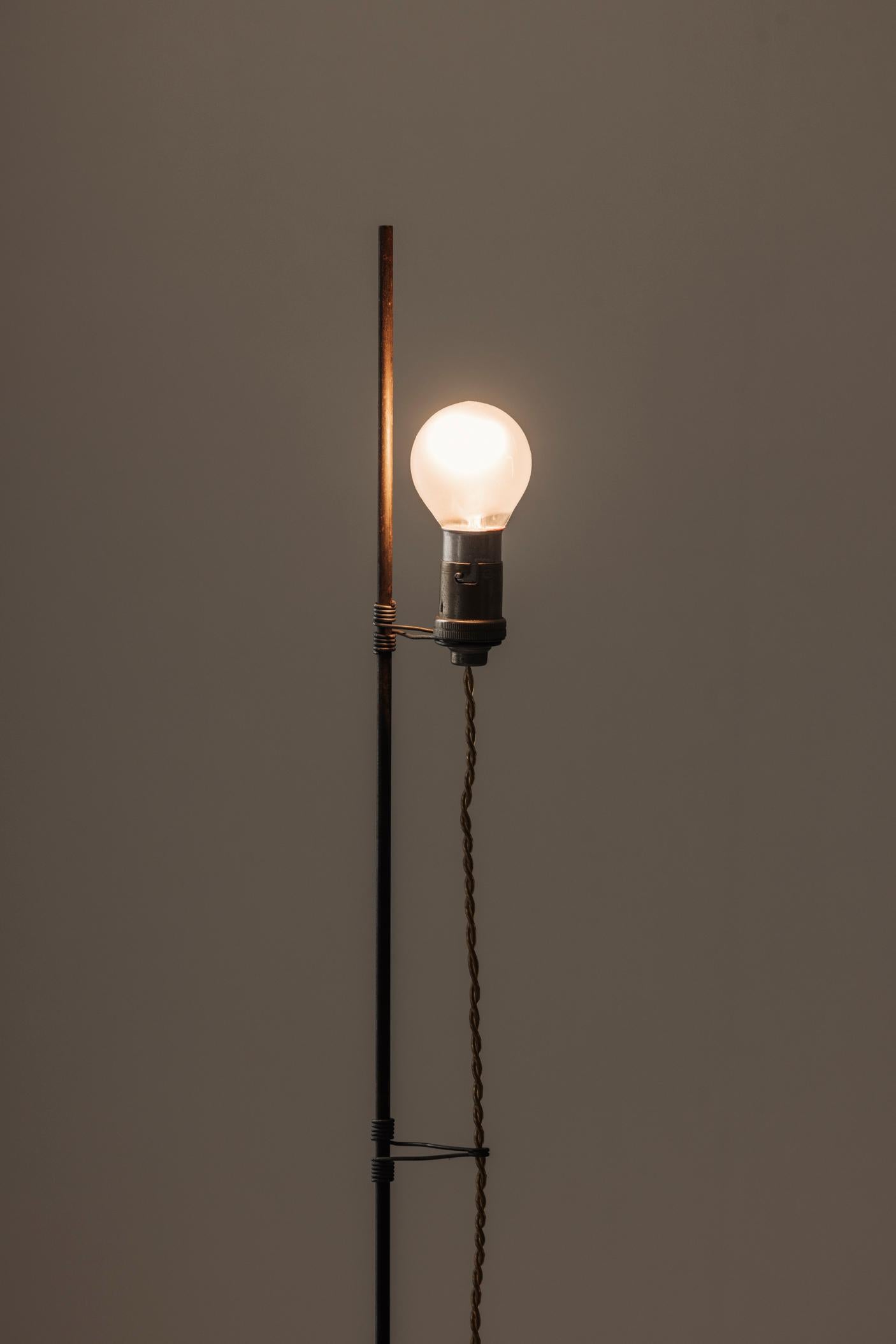 A rare and likely one-off minimal floor lamp in metal and concrete, France 1950s im Angebot 2