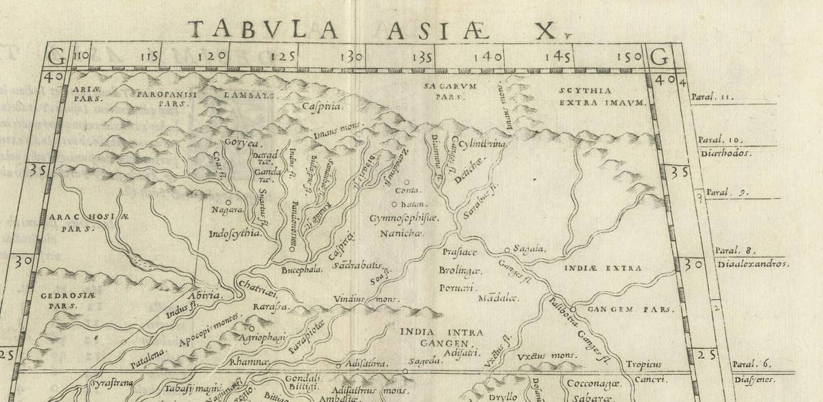 A Rare and Old Trapezoidal Projection of the Ganges and Himalaya Range in India