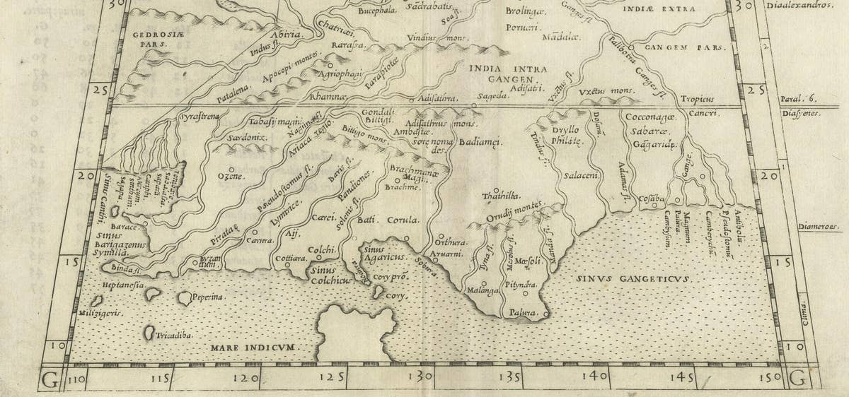 A Rare and Old Trapezoidal Projection of the Ganges and Himalaya Range in India