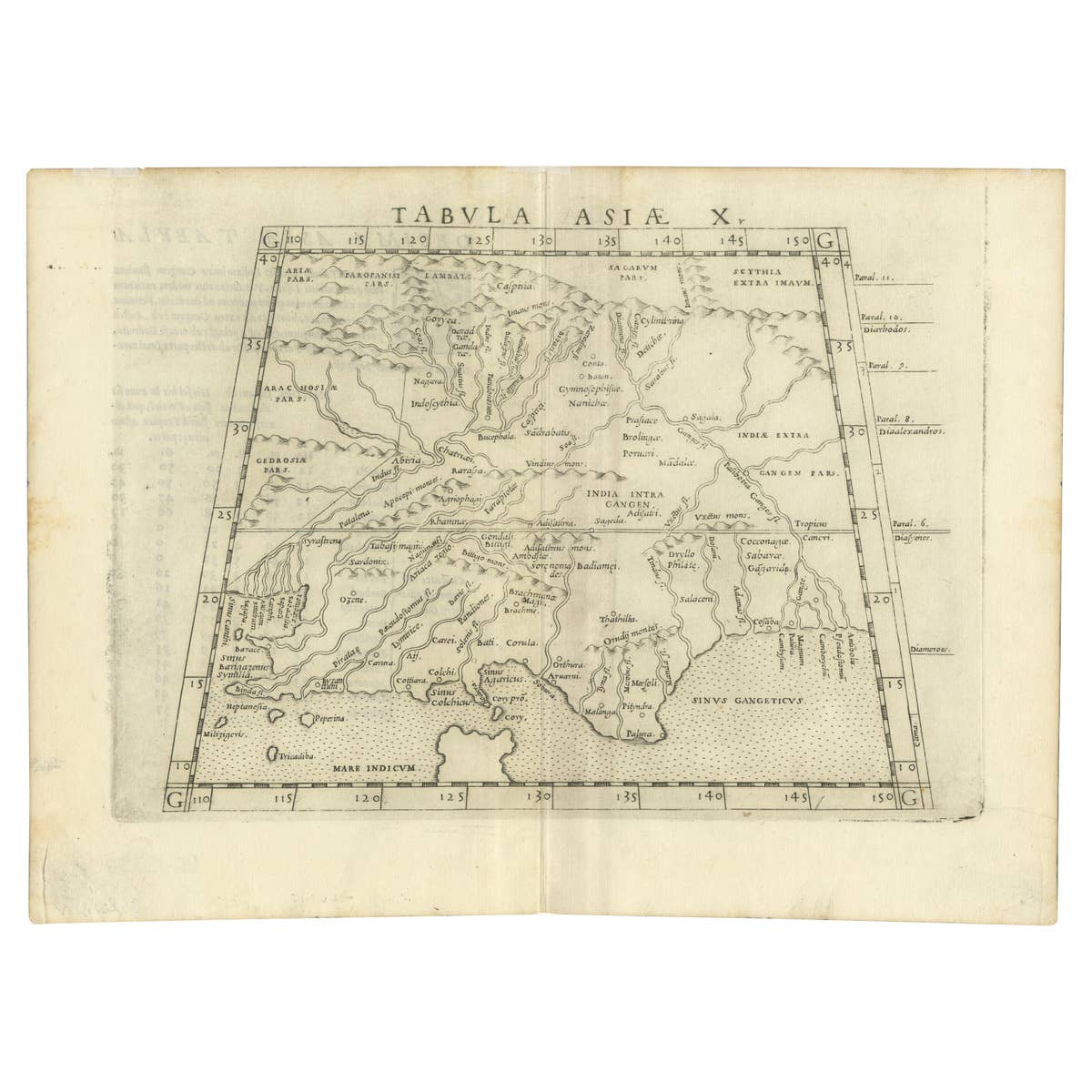 A Rare and Old Trapezoidal Projection of the Ganges and Himalaya Range in India