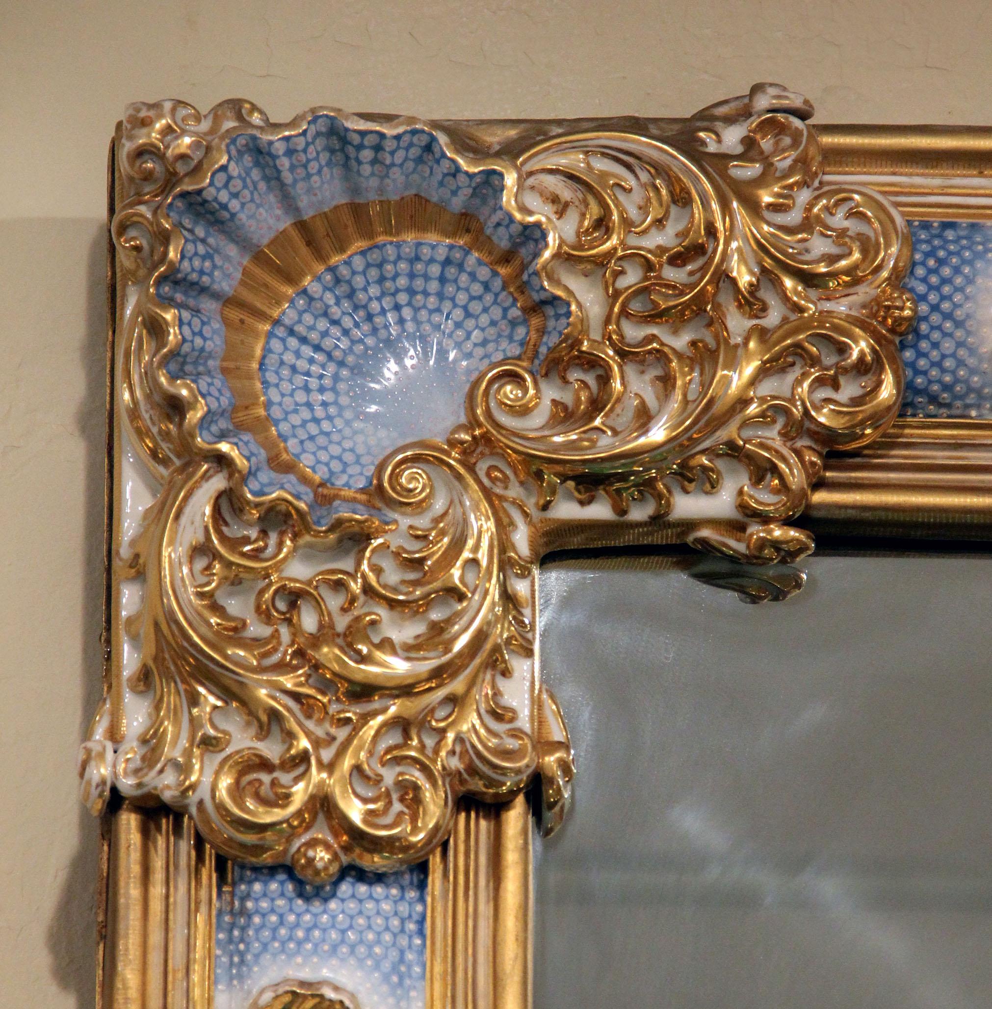 XIXe siècle Paire de miroirs en porcelaine de Sèvres de la fin du 19e siècle:: rare et spéciale:: de style palatial