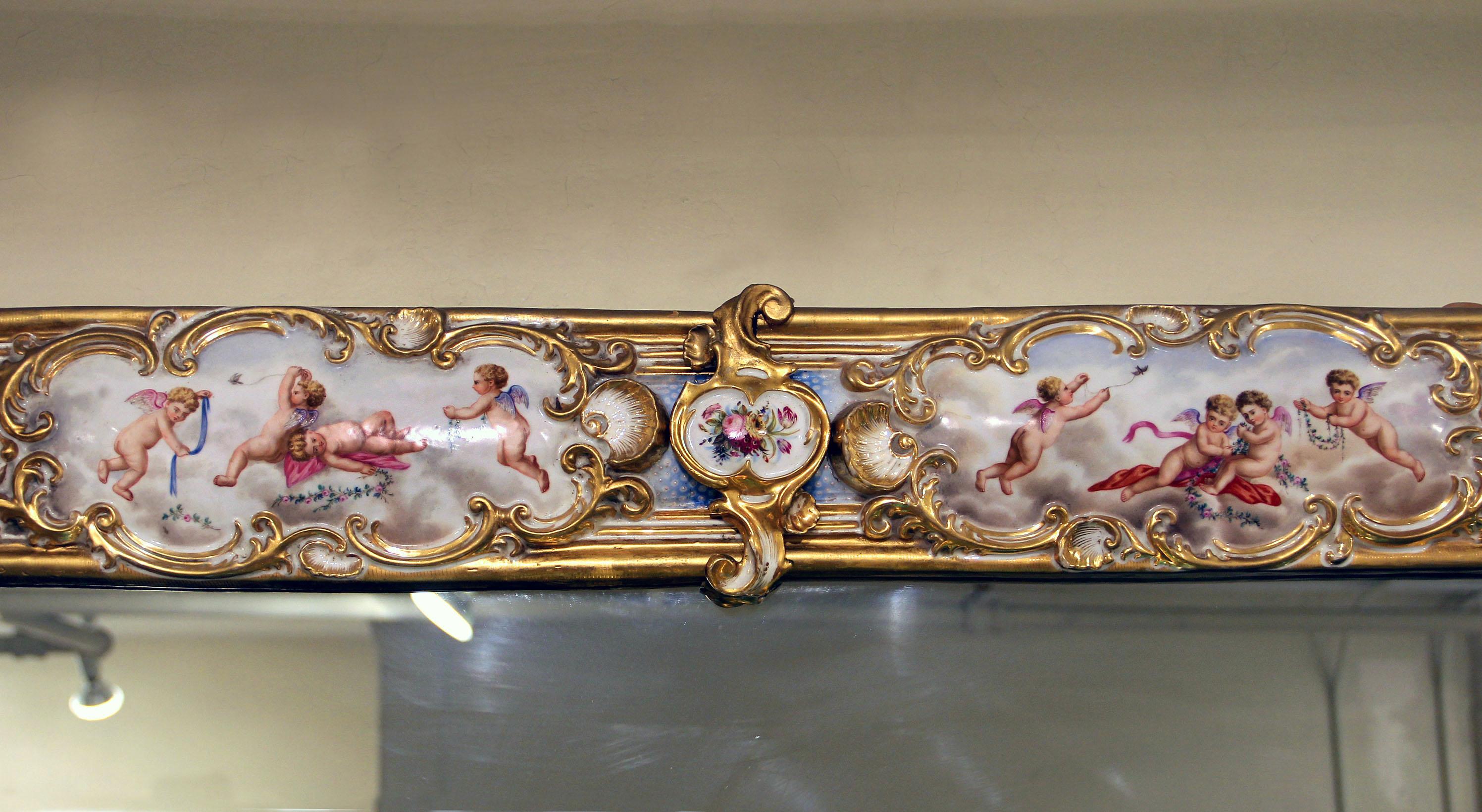 Rare and Special Palatial Pair of Late 19th Century Sèvres Porcelain Mirrors For Sale 1