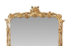Rare and Unusual 19th Century Giltwood Overmantle Mirror